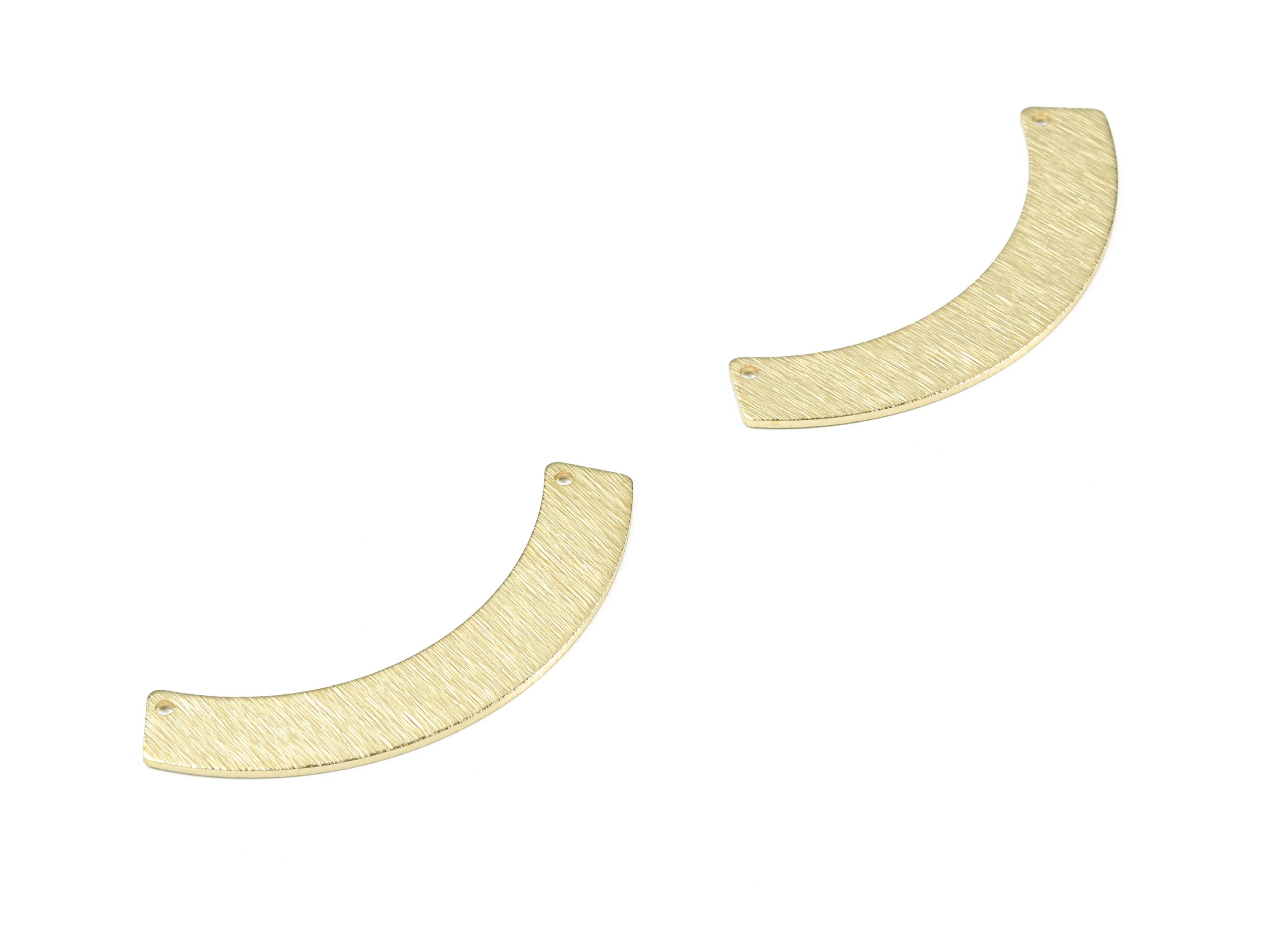 Brass Bent Bar Earring Connector - Raw Brass Bent Bar Necklace Connector - Textured Brass 2 Hole Connector - 47.43x15.74x0.99mm - PP3410 - DOMEDBAZAAR