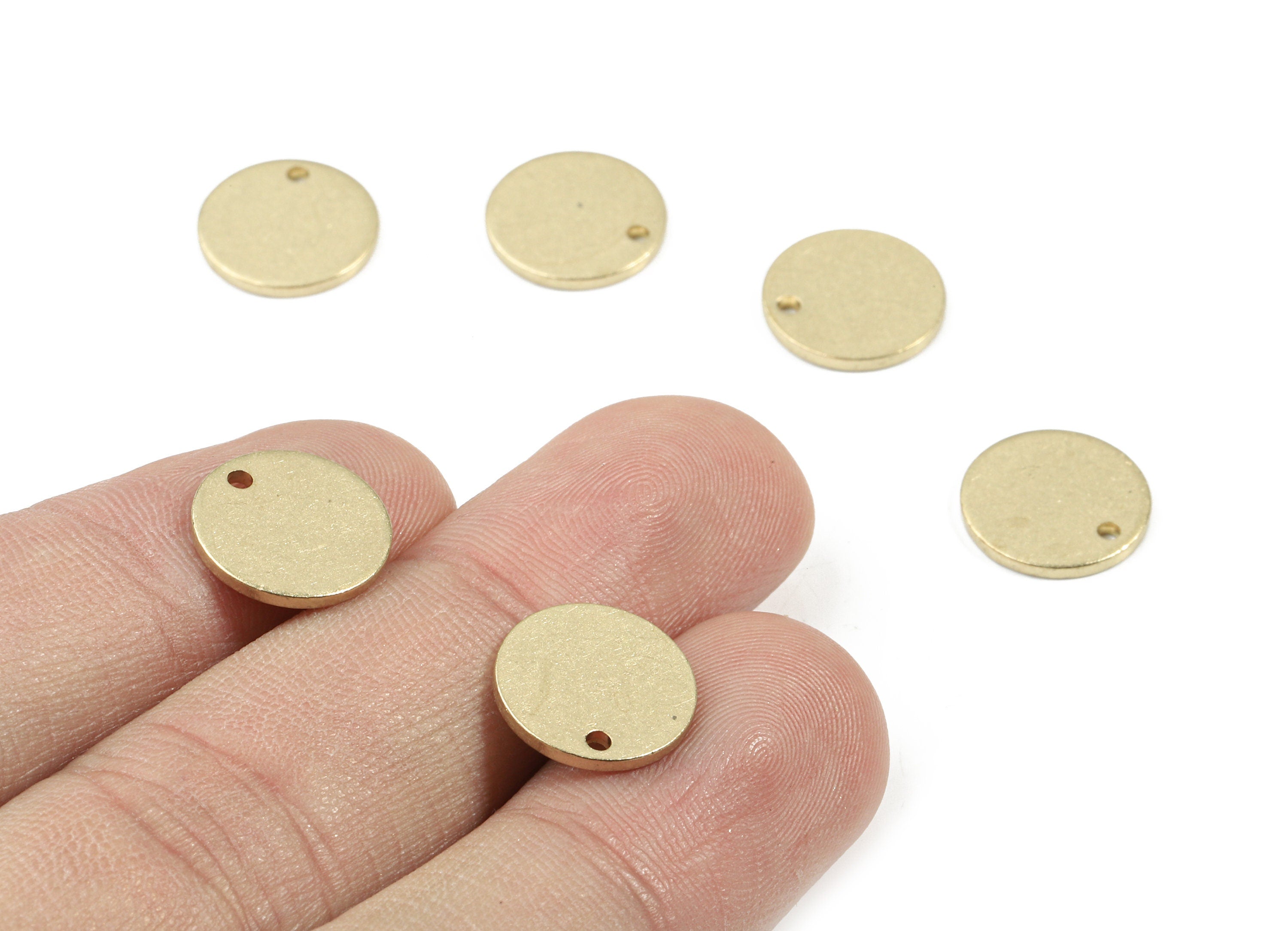 Brass Mini Round Earring Charms - Raw Brass Coin and Circle Pendant - Earring Findings - Jewelry Supplies - 11.94x11.94x1.22mm - PP3421 - DOMEDBAZAAR