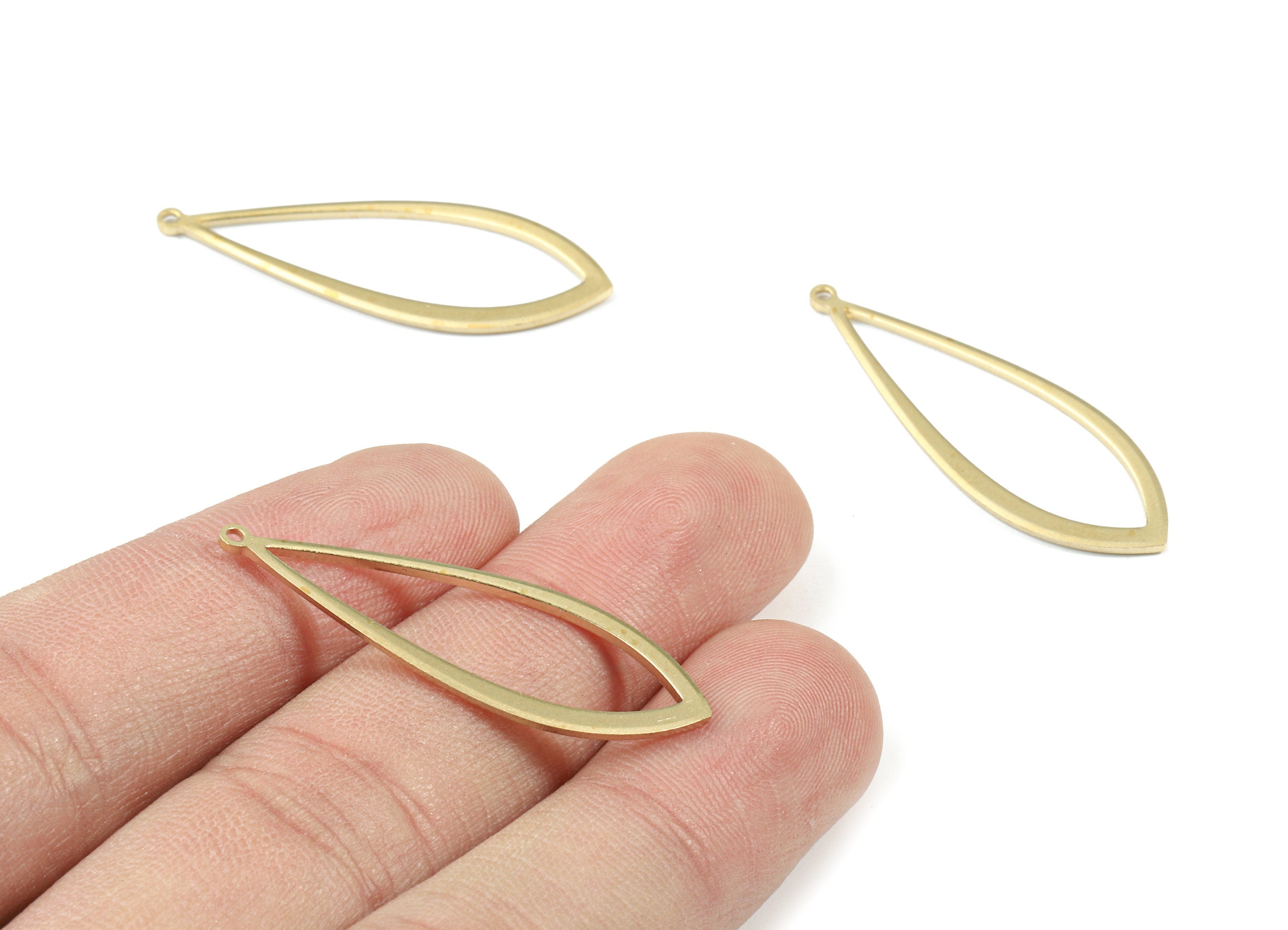 Brass Drop Earring Charms - Raw Brass Drop Pendant - Brass Drop Connector - Earring Findings - Jewelry Supplies - 36.8x12.93x1.05mm - PP3436 - DOMEDBAZAAR