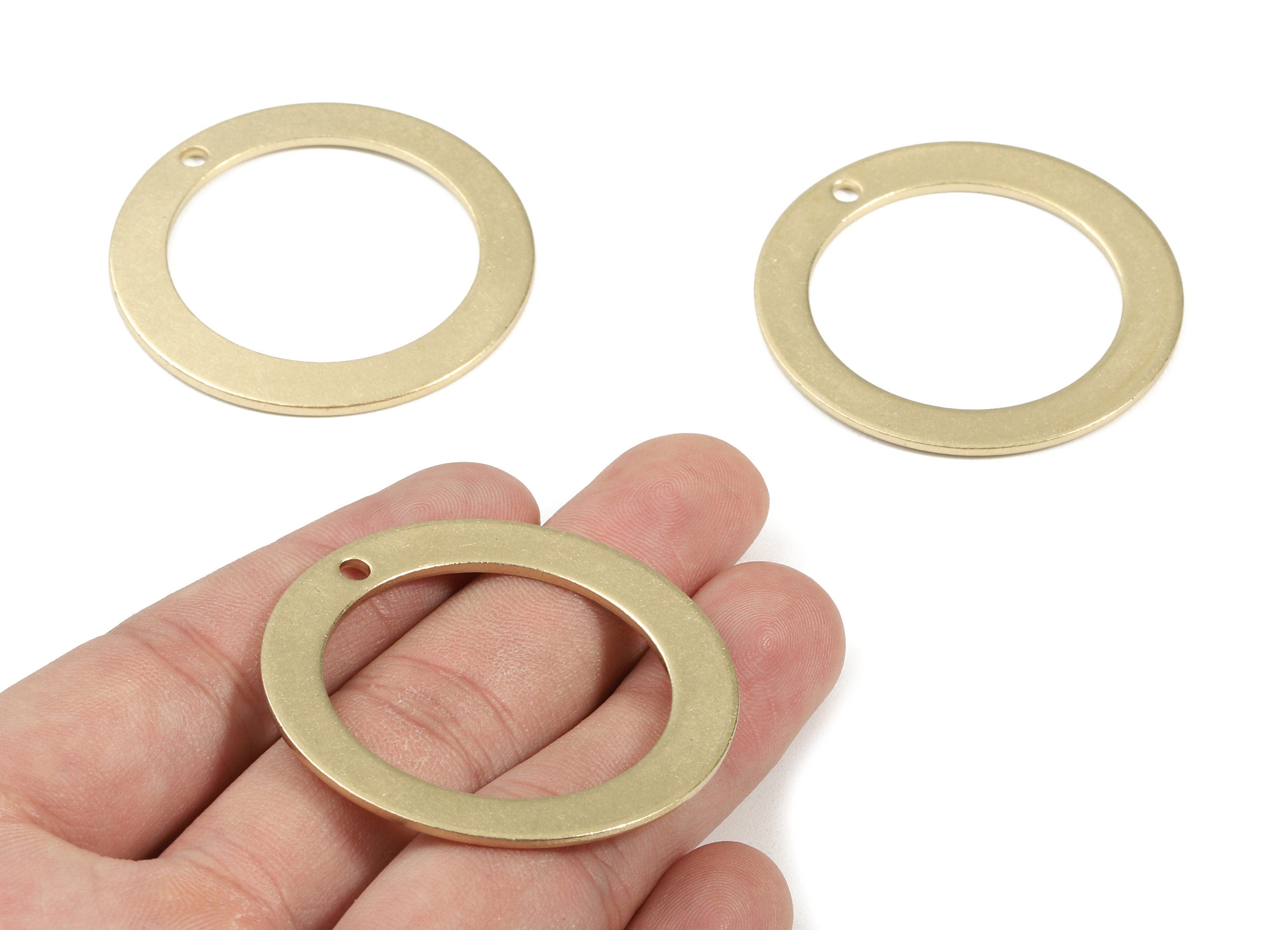 Brass Hoop Charms - Raw Brass Round Earrings and Pendant - Brass Round Necklace - Jewelry Supplies - 45.19x45.19x1.67mm - PP3016 - DOMEDBAZAAR