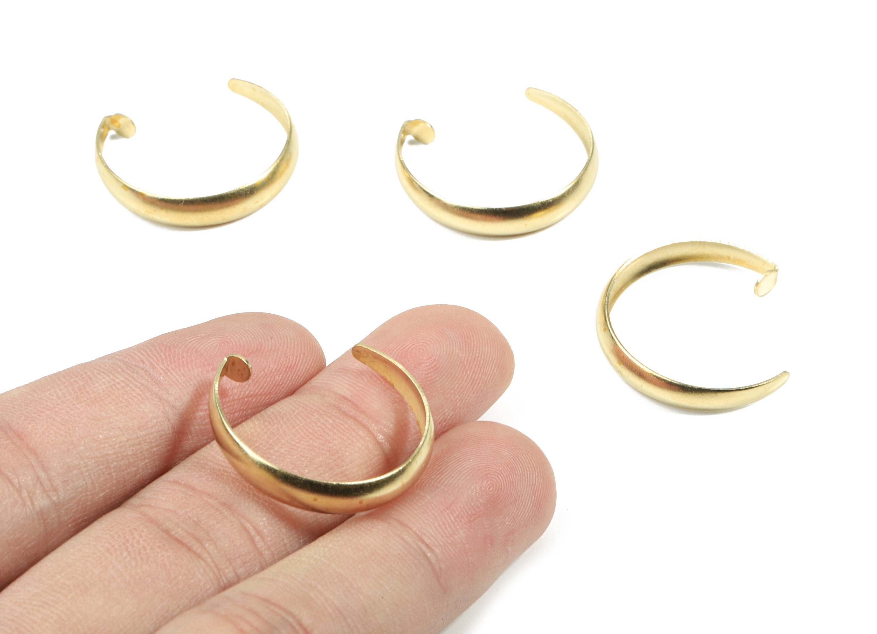 Brass Wavy Open Hoop Charm - Raw Brass C Shape Earring Charms - Earring Findings - Jewelry Supplies - 25.37x22.47x1.47mm - PP3465 - DOMEDBAZAAR