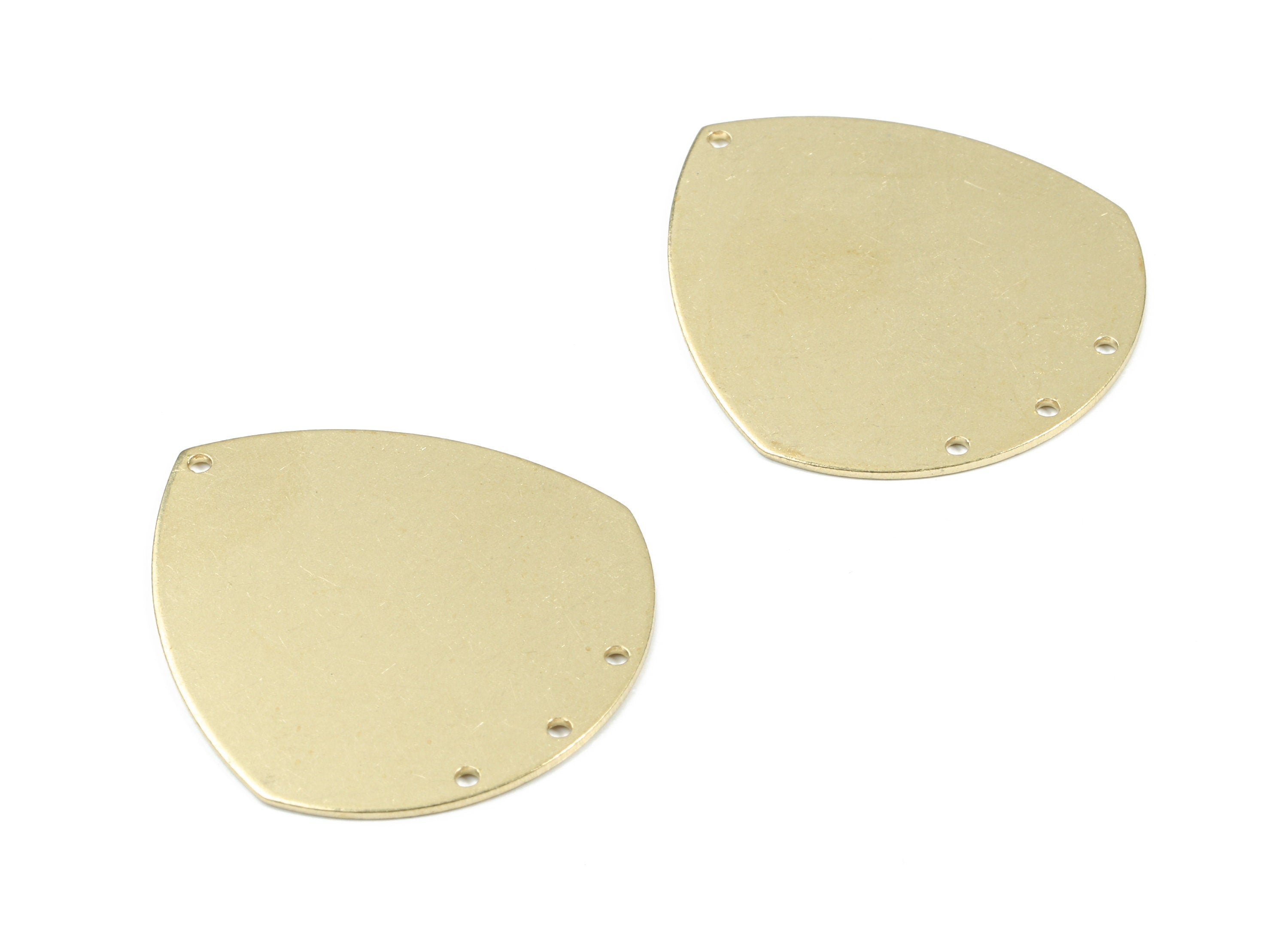 Personalized stamping blank - Brass Drop Earring Connector - Raw Brass Wide Drop Connector - Brass 4 Hole Connector - 35.65x33x1mm - PP3486 - DOMEDBAZAAR