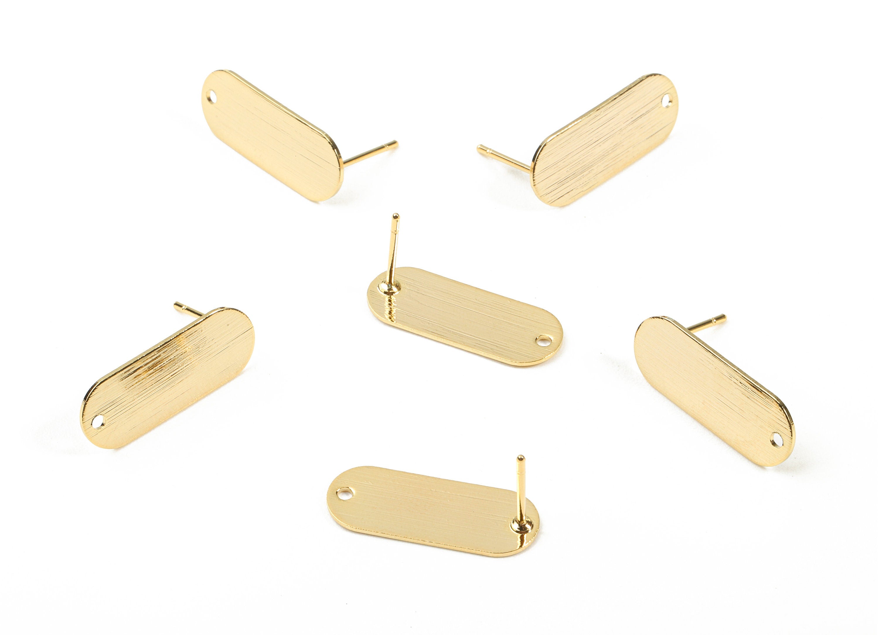 Brass Oval Earing Post - Brass Oval Earring Stud - 18K Real Gold Plated Brass - Jewelry Supplies - 20.97x8.06x0.65mm - RGP2311 - DOMEDBAZAAR