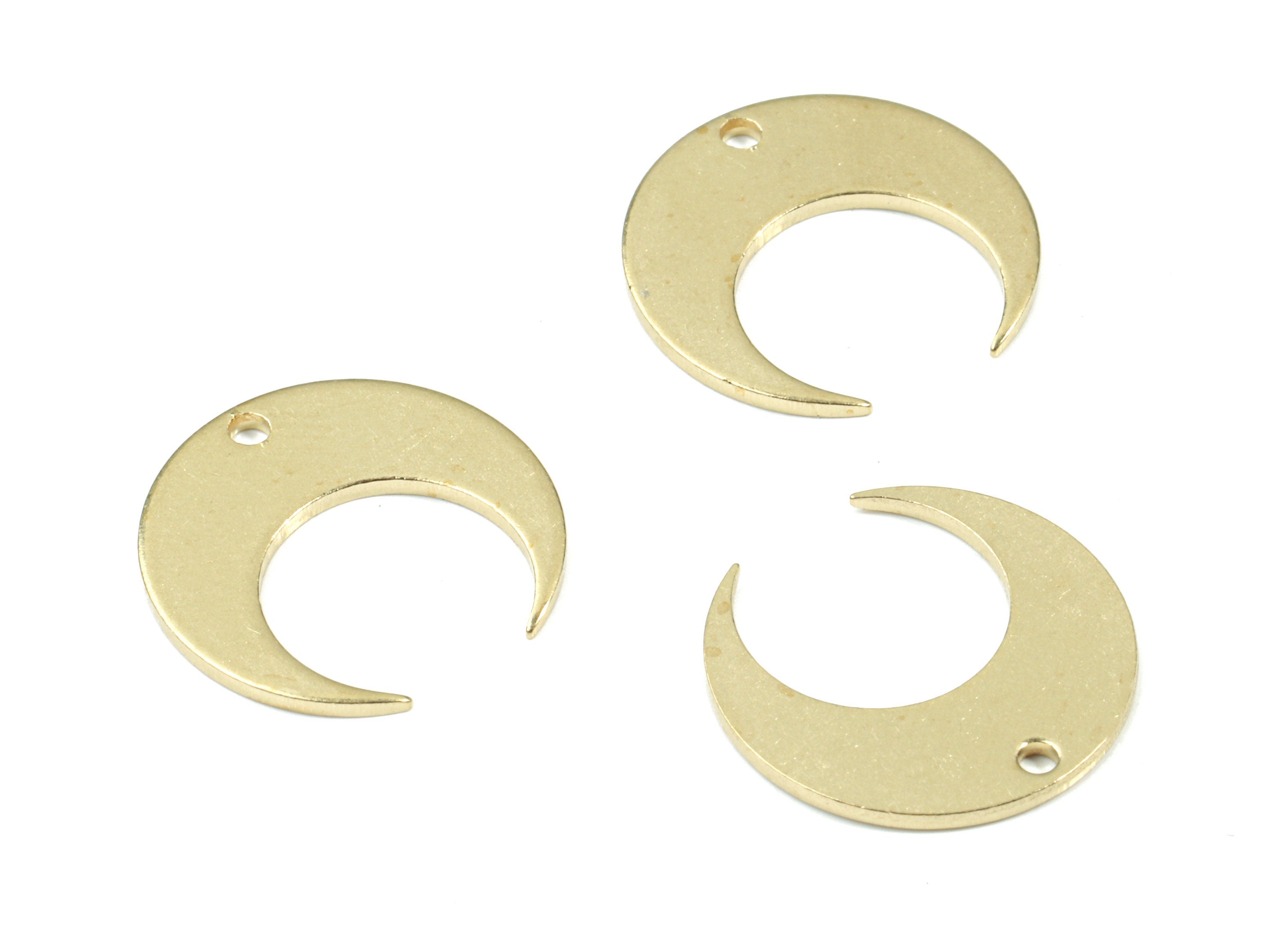 Personalized stamping blank - Brass Crescent Charm For Earring - Raw Brass Moon Pendant For Necklace - 14x13x0.78mm - PP3446 - DOMEDBAZAAR