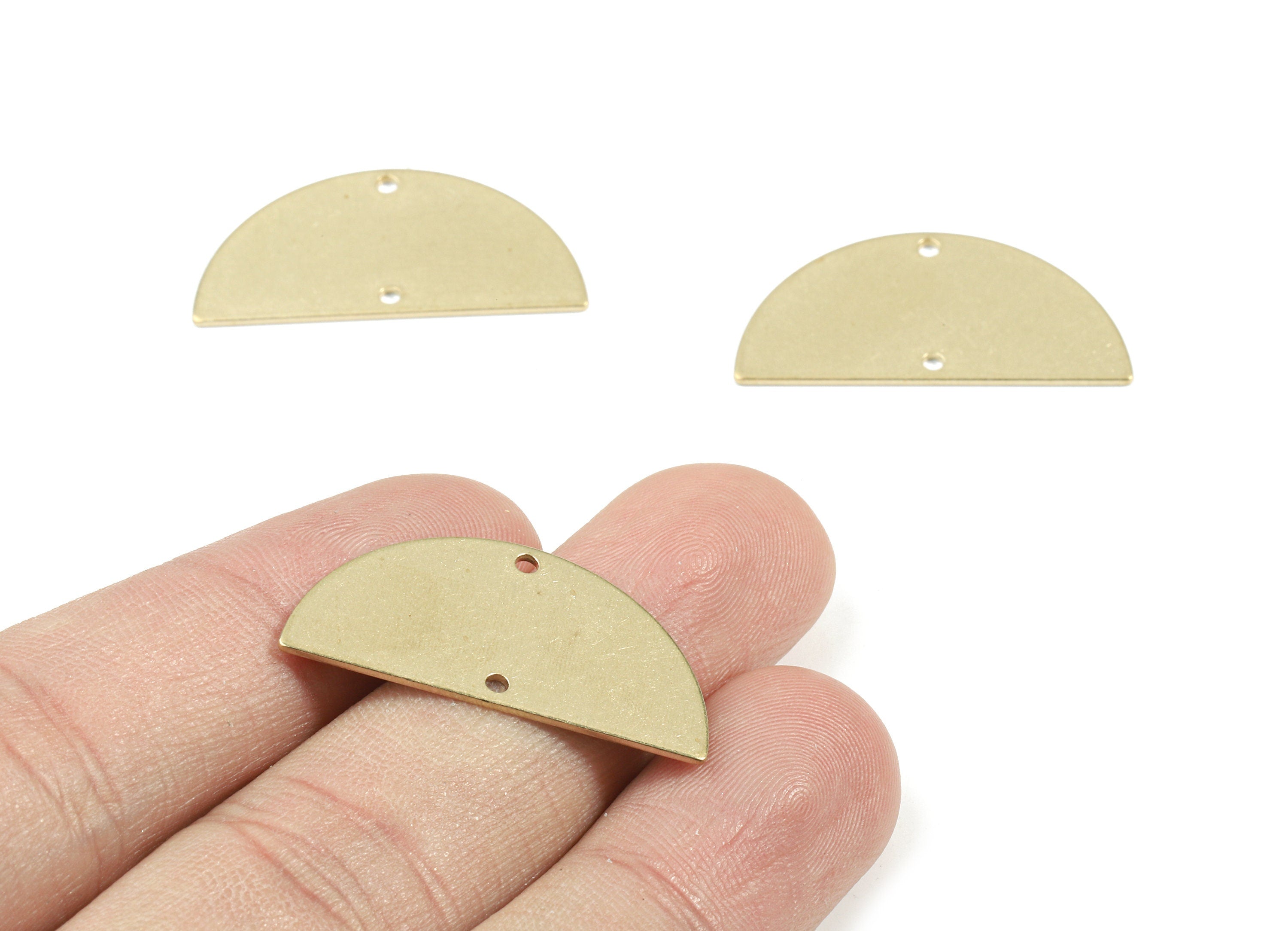 Personalized stamping blank - Brass Semi Circle Connector - Raw Brass Half Moon Connector - 30x15x0.8mmm - PP3448 - DOMEDBAZAAR