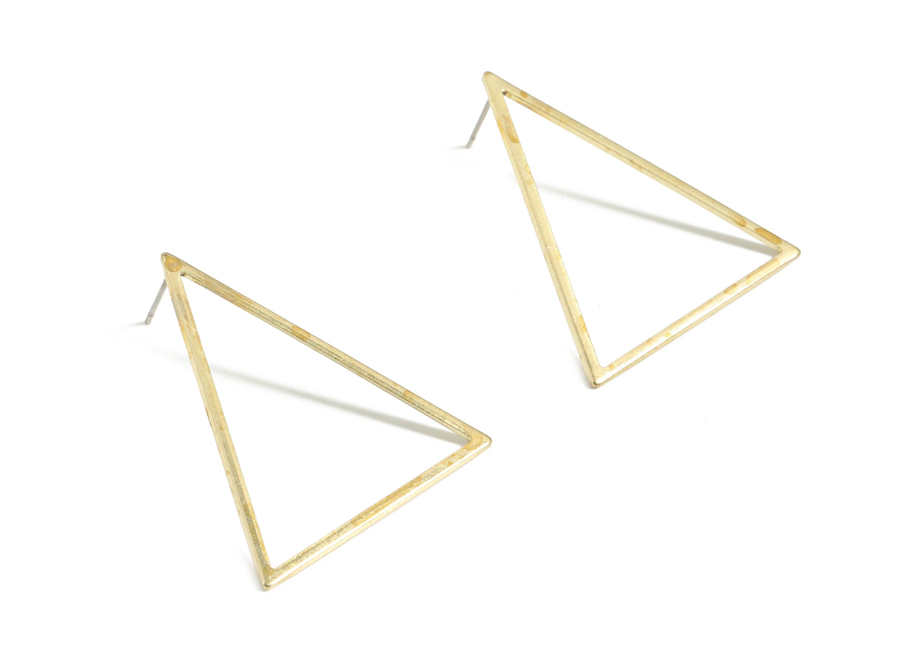 Brass Triangle Earring Stud - Raw Brass Triangle Earring Post - Surgical Stud - Earring Post - Jewelry Supplies - 36.08x30.51x1mm - PP3525 - DOMEDBAZAAR