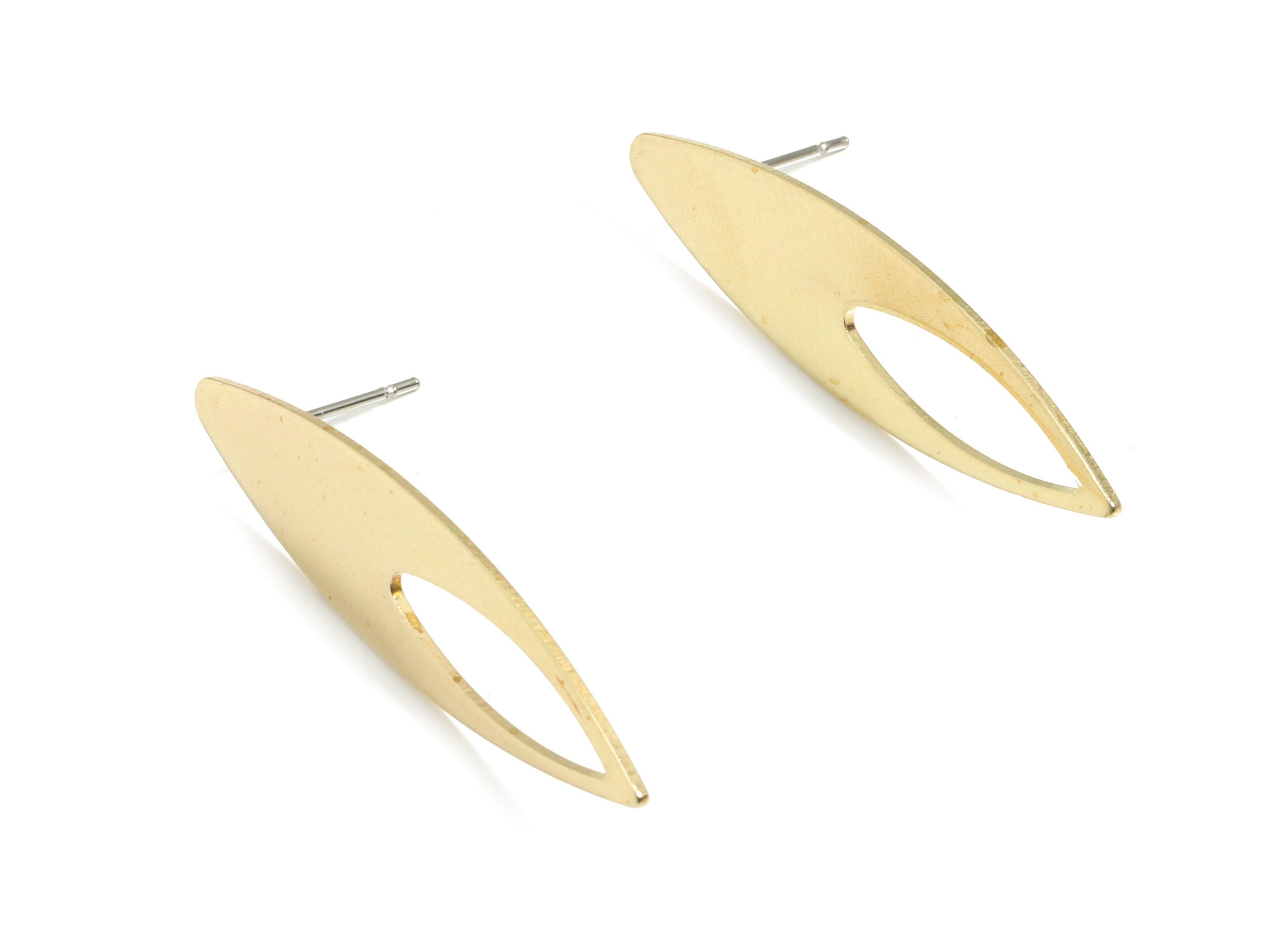 Brass Rhombus Earring Stud - Raw Brass Rhombus Earring Post - Surgical Stud - Earring Post - Jewelry Supplies - 37.5x10x0.8mm - PP3523 - DOMEDBAZAAR