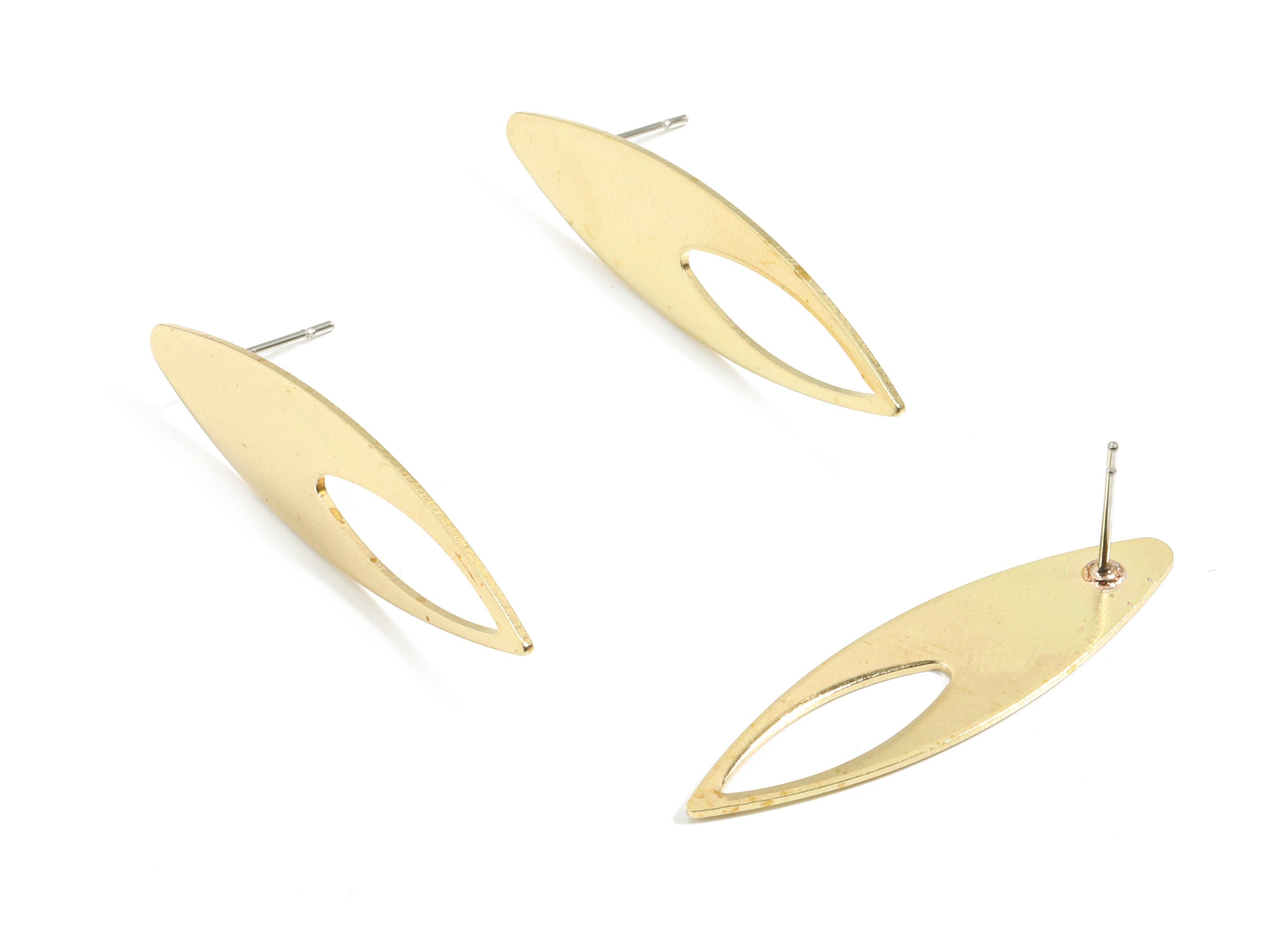 Brass Rhombus Earring Stud - Raw Brass Rhombus Earring Post - Surgical Stud - Earring Post - Jewelry Supplies - 37.5x10x0.8mm - PP3523 - DOMEDBAZAAR