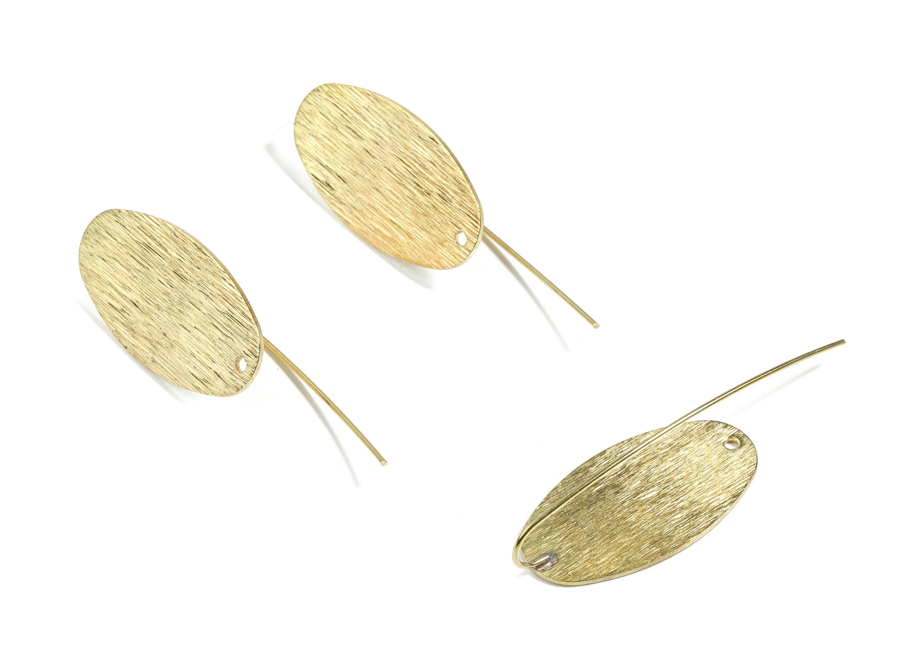 Brass Oval Earring Wire - Raw Brass Textured Oval Earring Hook - Earring Hook - Jewelry Supplies - 47x15.3x0.8mm - PP3498 - DOMEDBAZAAR