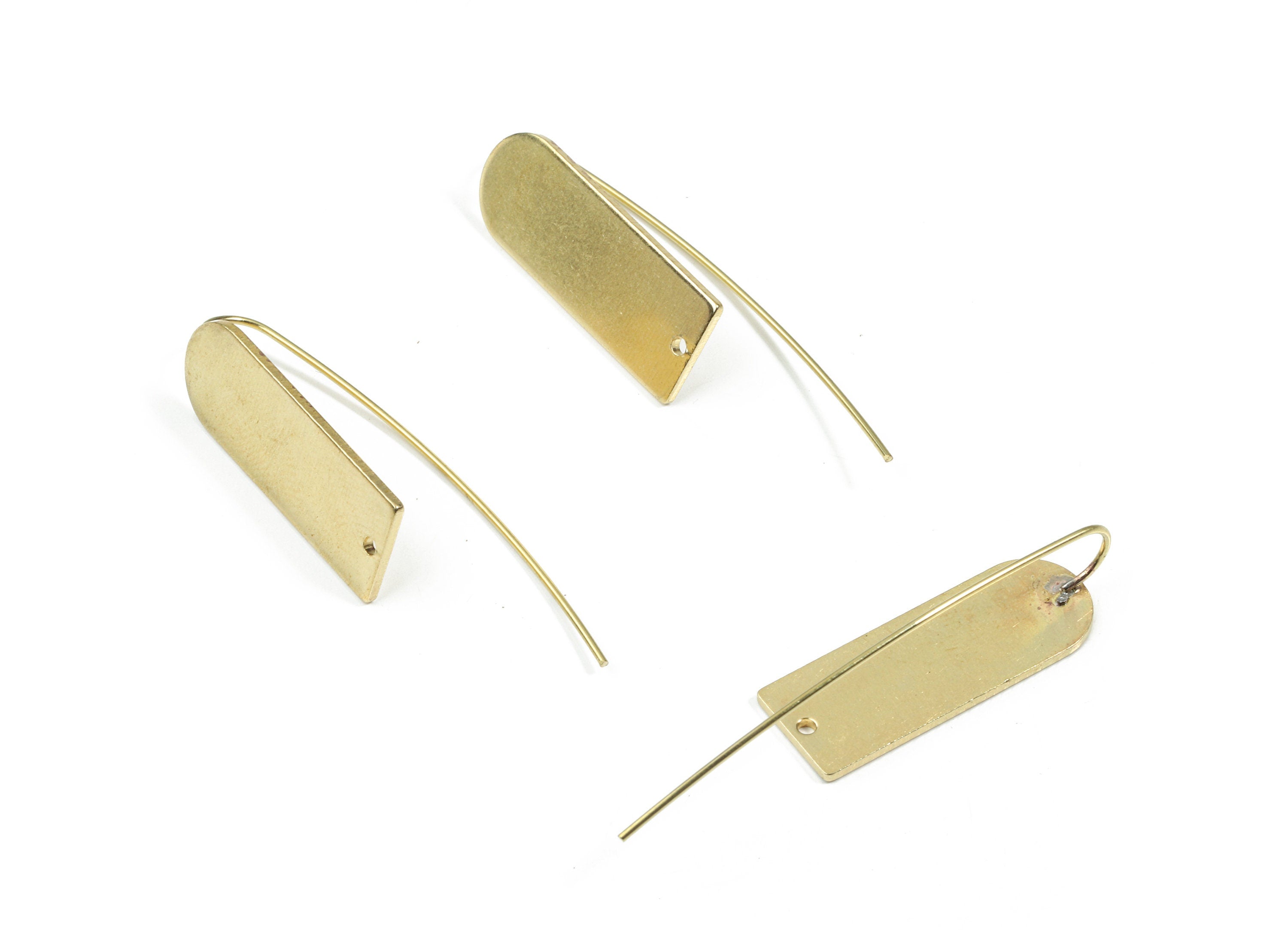 Brass D Earring Wire - Raw Brass D Earring Hook - Earring Hook - Jewelry Supplies - 45x9.65x1mm - PP3499 - DOMEDBAZAAR