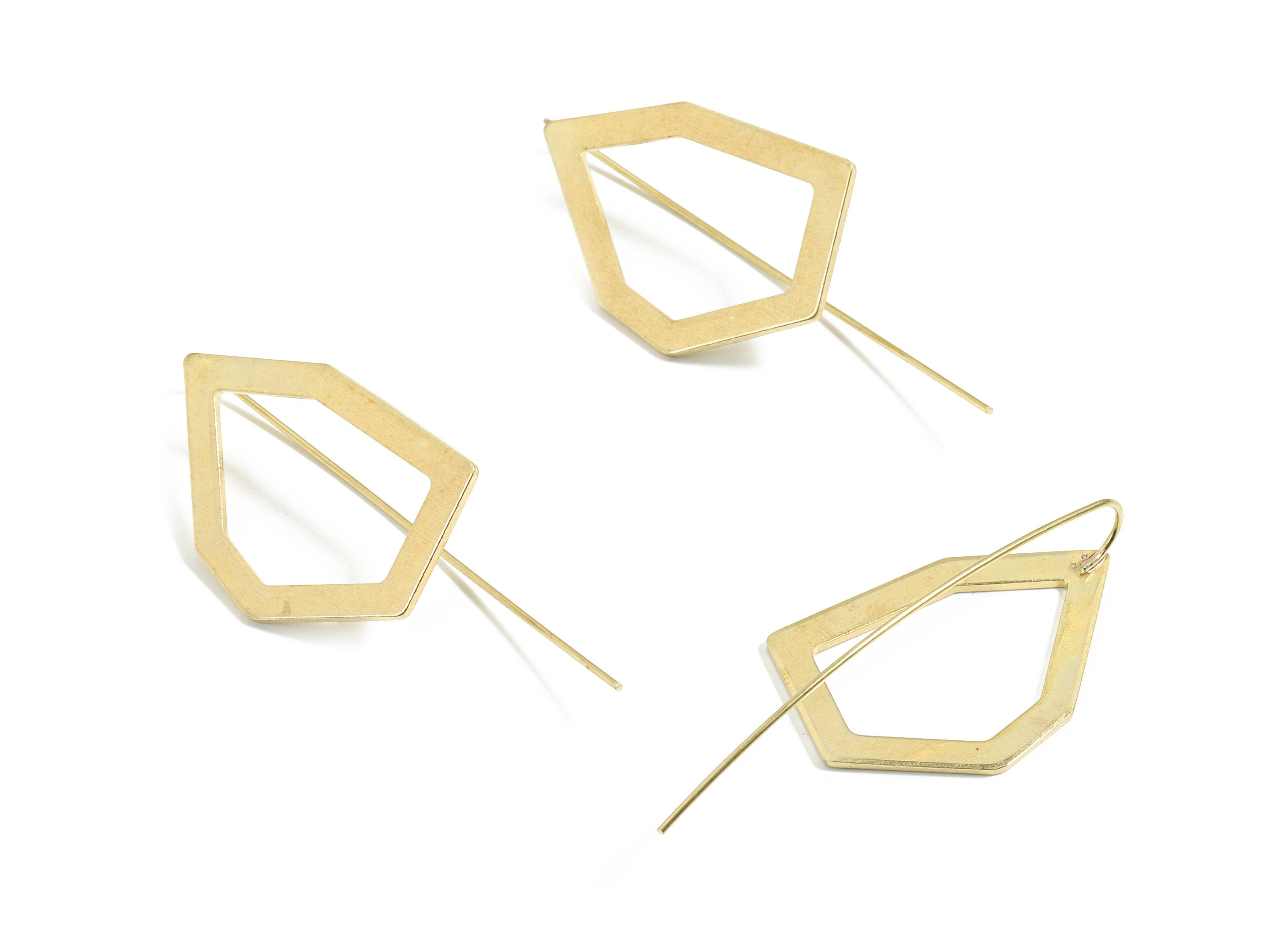 Brass Geometric Earring Wire - Raw Brass Geometric Earring Hook - Earring Hook - Jewelry Supplies - 50x20x1.03mm - PP3512 - DOMEDBAZAAR