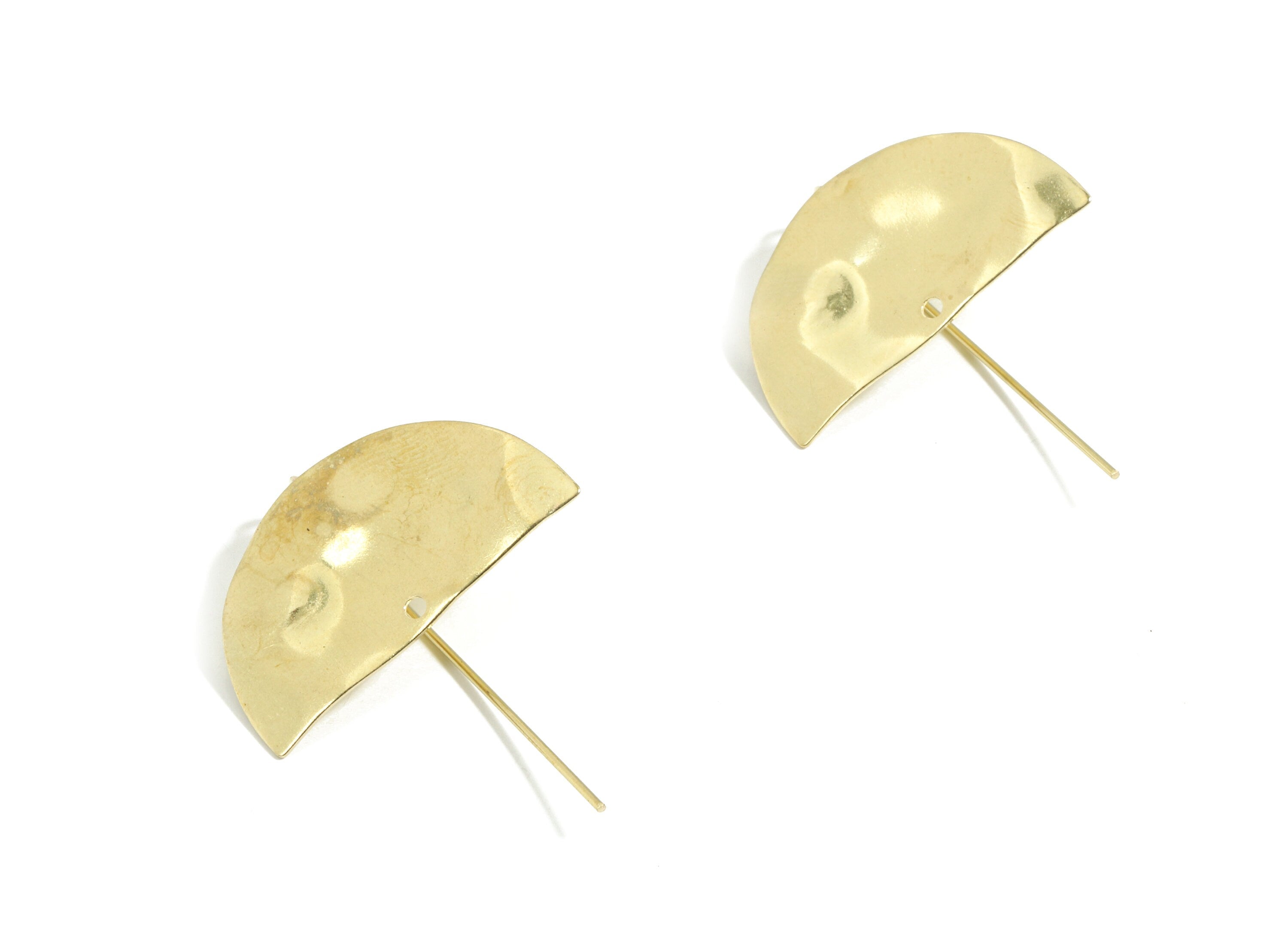 Brass Wavy Half Moon Earring Wire - Raw Brass Semi Circle Earring Hooks - Earring Hook - Jewelry Supplies - 26.9x32x0.4mm - PP3496 - DOMEDBAZAAR