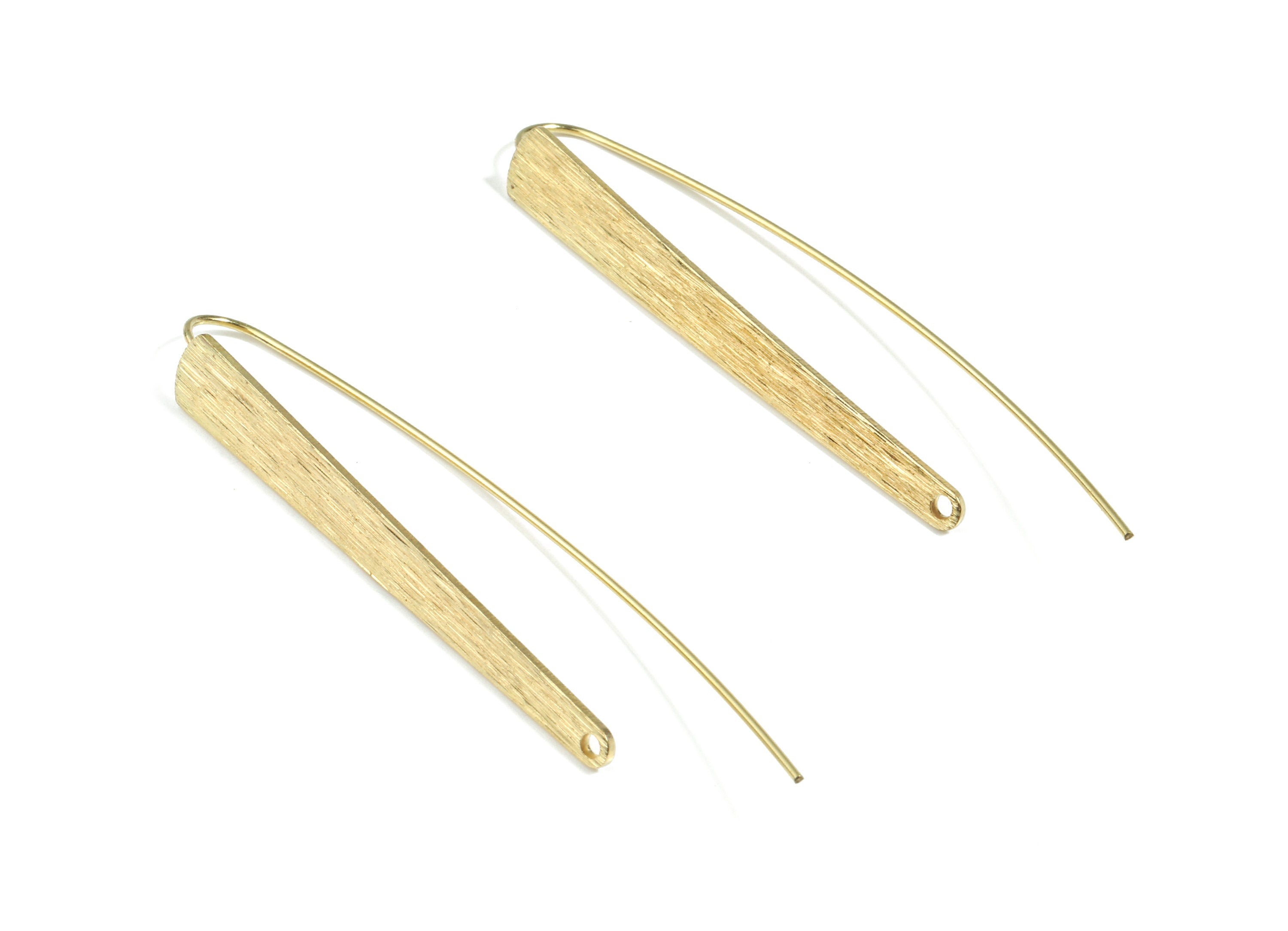 Brass Oval Earring Wire - Raw Brass Textured Long Oval Earring Hook - Earring Hook - Jewelry Supplies - 56x5.78x0.84mm - PP3515 - DOMEDBAZAAR