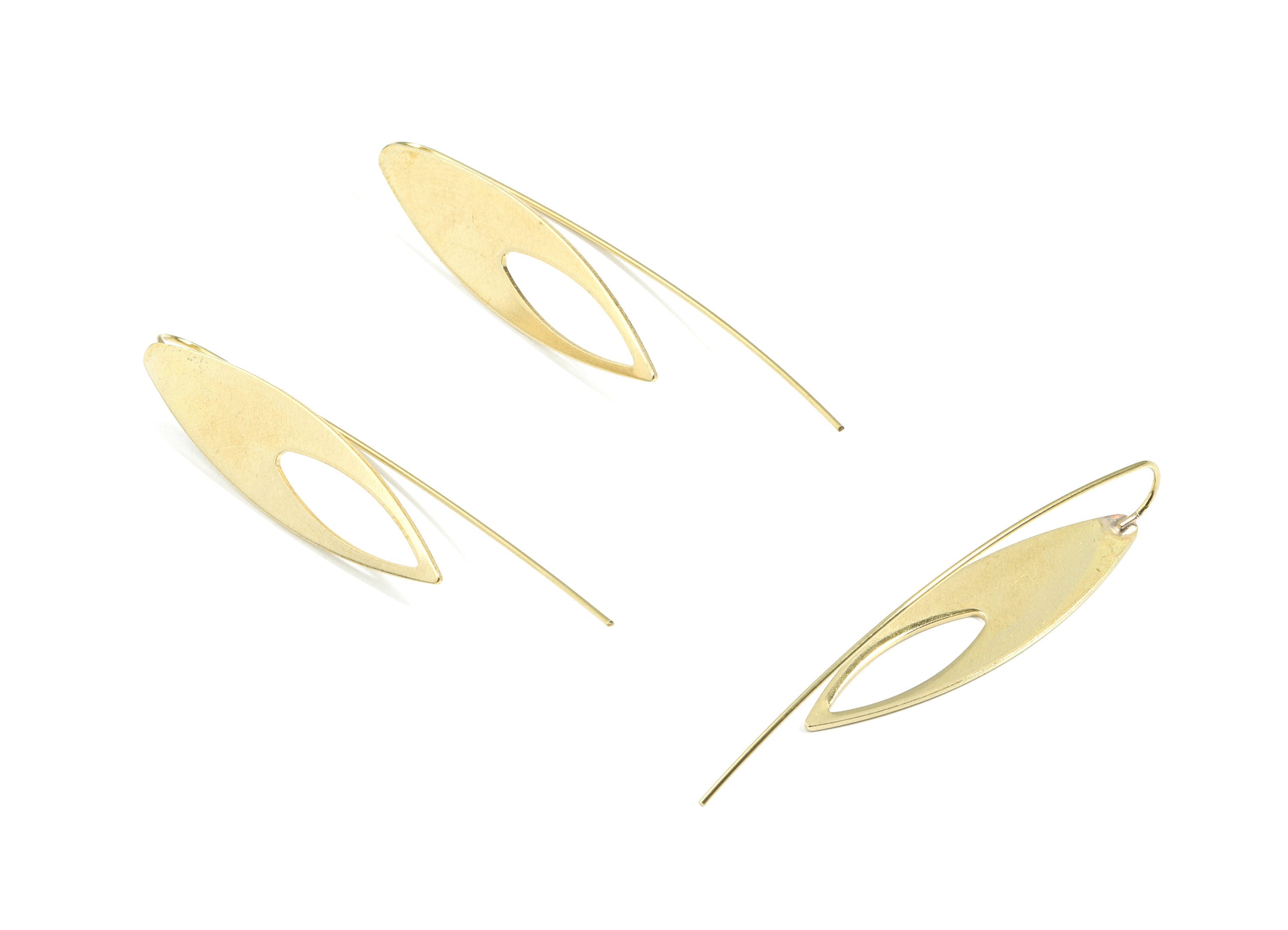 Brass Rhombus Earring Wire - Raw Brass Rhombus Earring Hook - Earring Hook - Jewelry Supplies - 55x10x0.8mm - PP3517 - DOMEDBAZAAR