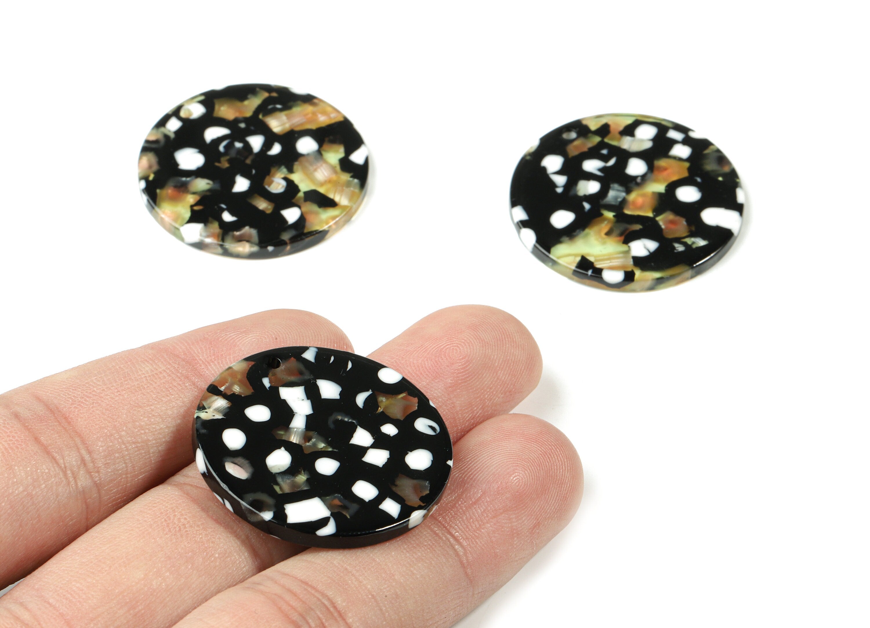 Acetate Round Earring Charms - Circle Pendant - Earring Findings - Jewelry Supplies - Color Code: A193 - 30.77x30.77x2.11mm - AC1427-A193 - DOMEDBAZAAR