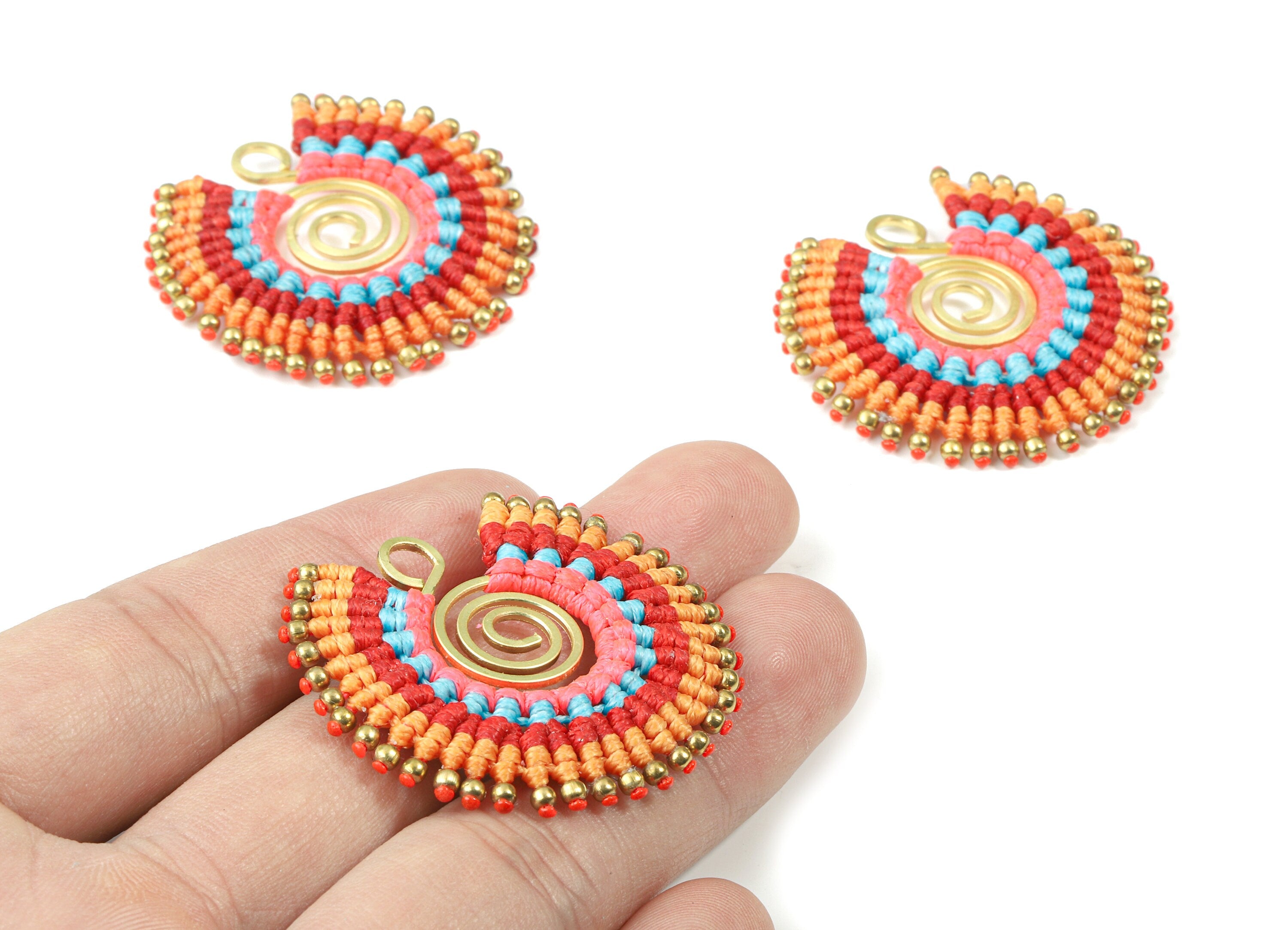 Tassels Macrame Earrings - Bohemian Tassel Earring - Gypsy Earrings - Tassel Findings  - Jewelry Supplies - 39.33x41.44x3.63mm - TS1137A - DOMEDBAZAAR