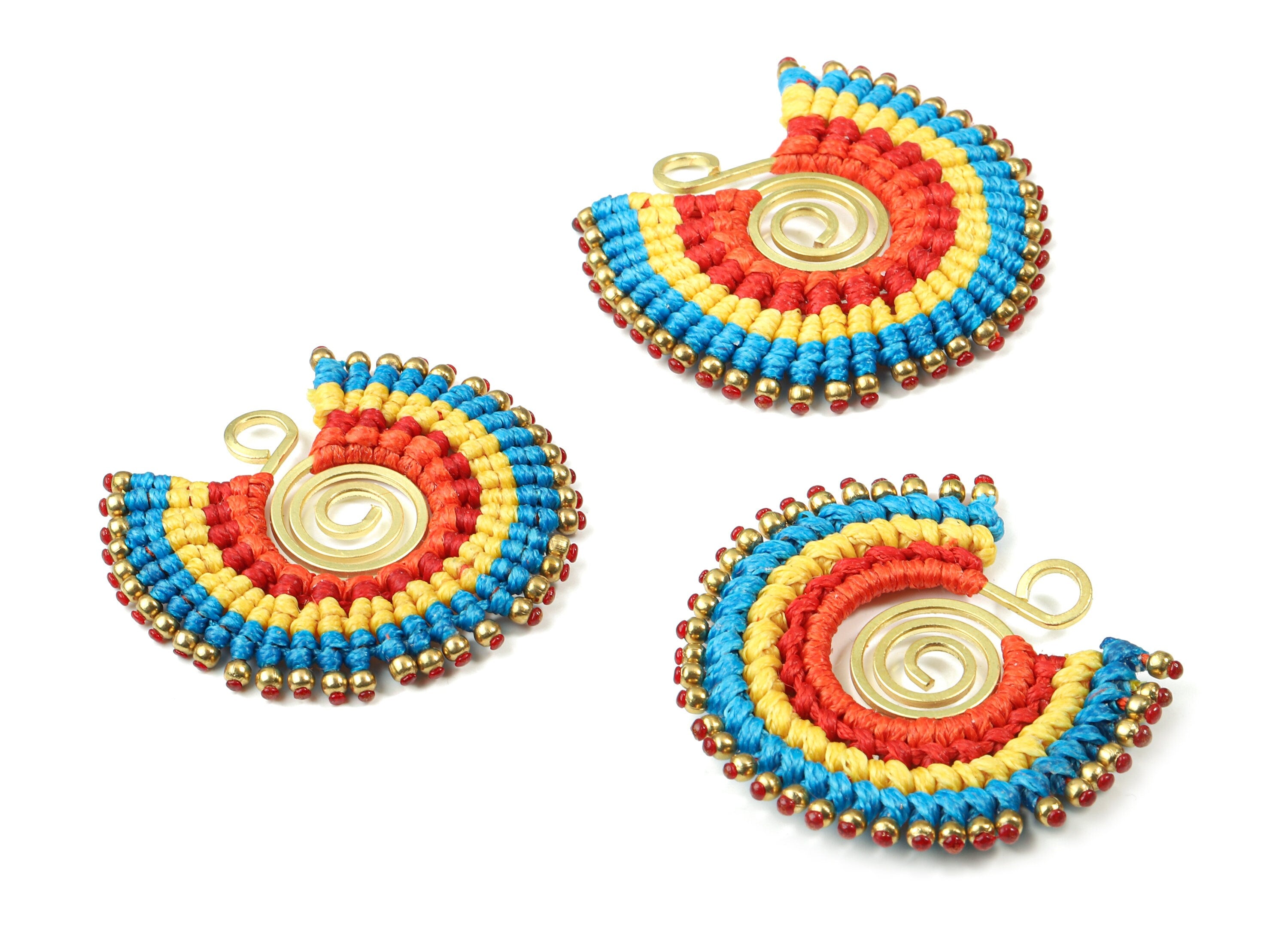 Tassels Macrame Earrings - Bohemian Tassel Earring - Gypsy Earrings - Tassel Findings - Jewelry Supplies - 39.33x41.44x3.63mm - TS1137B - DOMEDBAZAAR