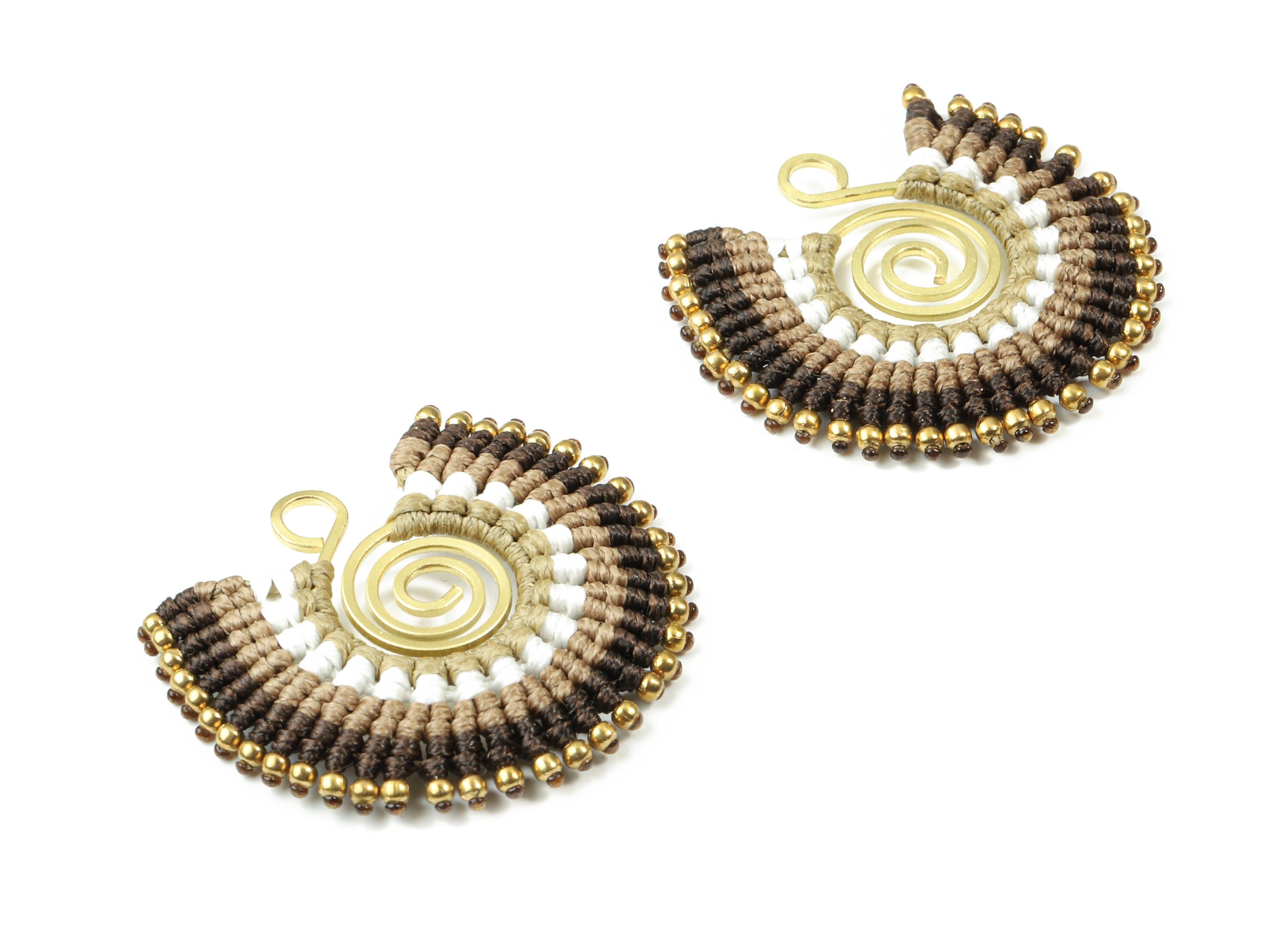 Tassels Macrame Earrings - Bohemian Tassel Earring - Gypsy Earrings - Tassel Findings  - Jewelry Supplies - 39.33x41.44x3.63mm - TS1137C - DOMEDBAZAAR