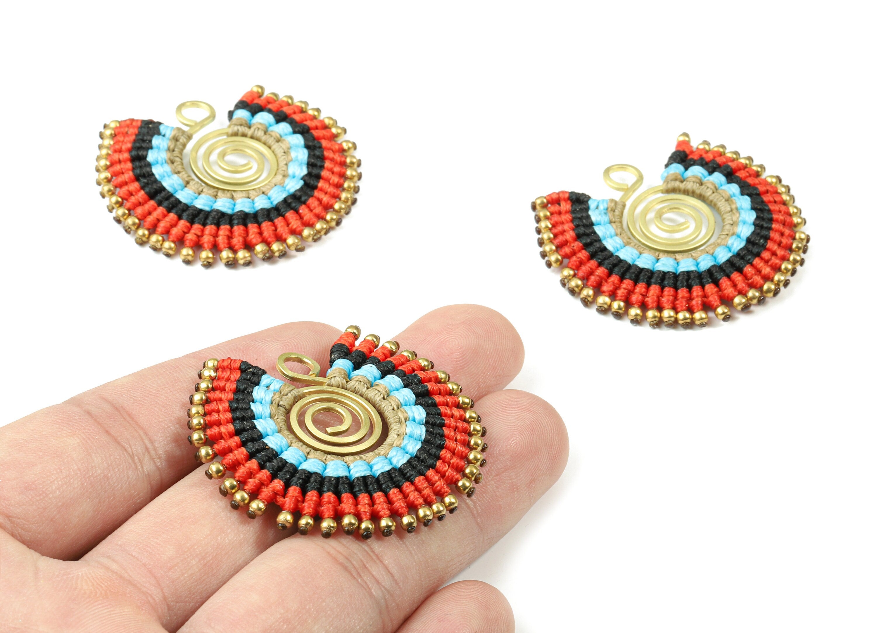 Tassels Macrame Earrings - Bohemian Tassel Earring - Gypsy Earrings - Tassel Findings - Jewelry Supplies - 39.33x41.44x3.63mm - TS1137D - DOMEDBAZAAR