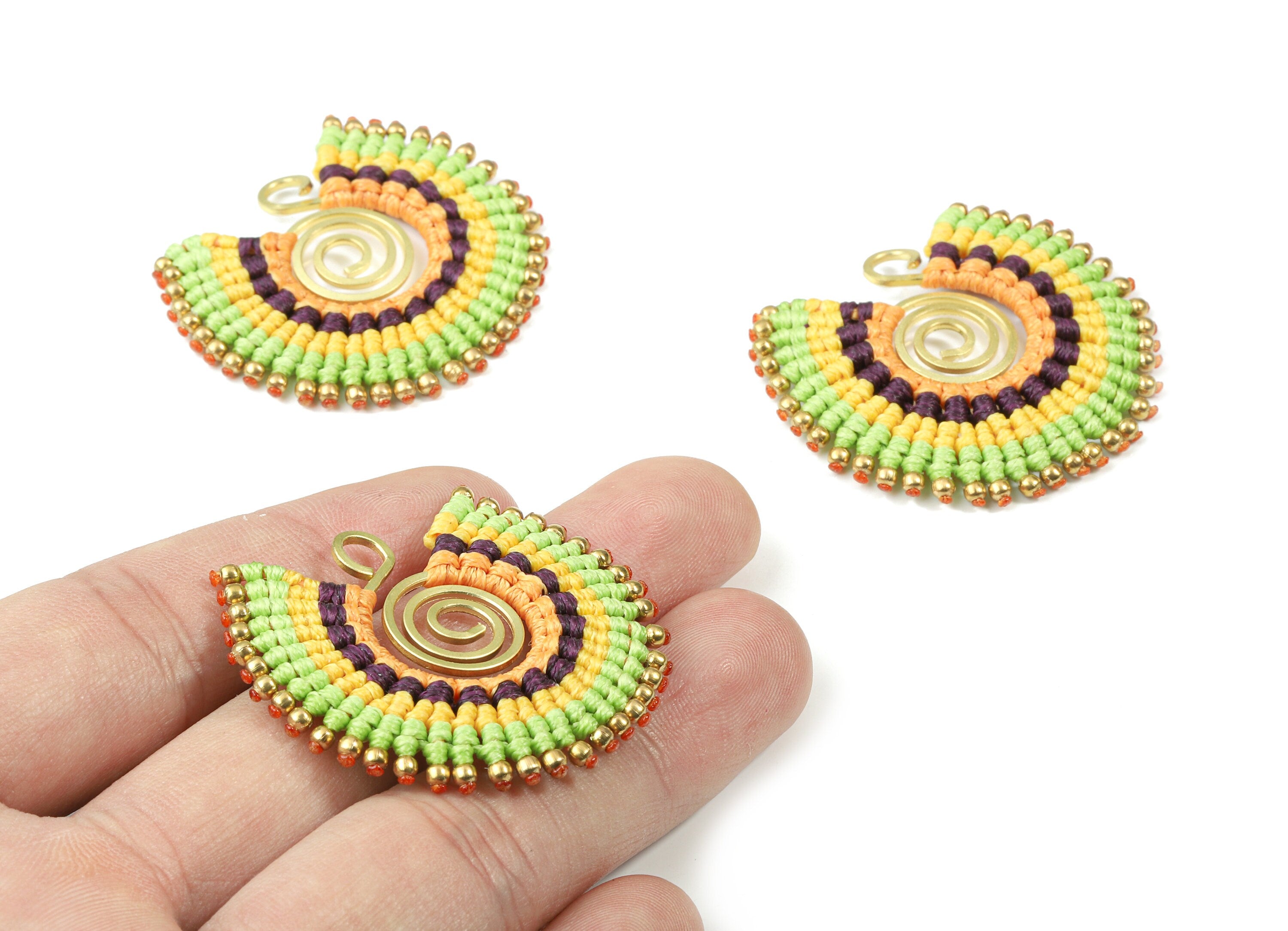 Tassels Macrame Earrings - Bohemian Tassel Earring - Gypsy Earrings - Tassel Findings  - Jewelry Supplies - 39.33x41.44x3.63mm - TS1137E - DOMEDBAZAAR