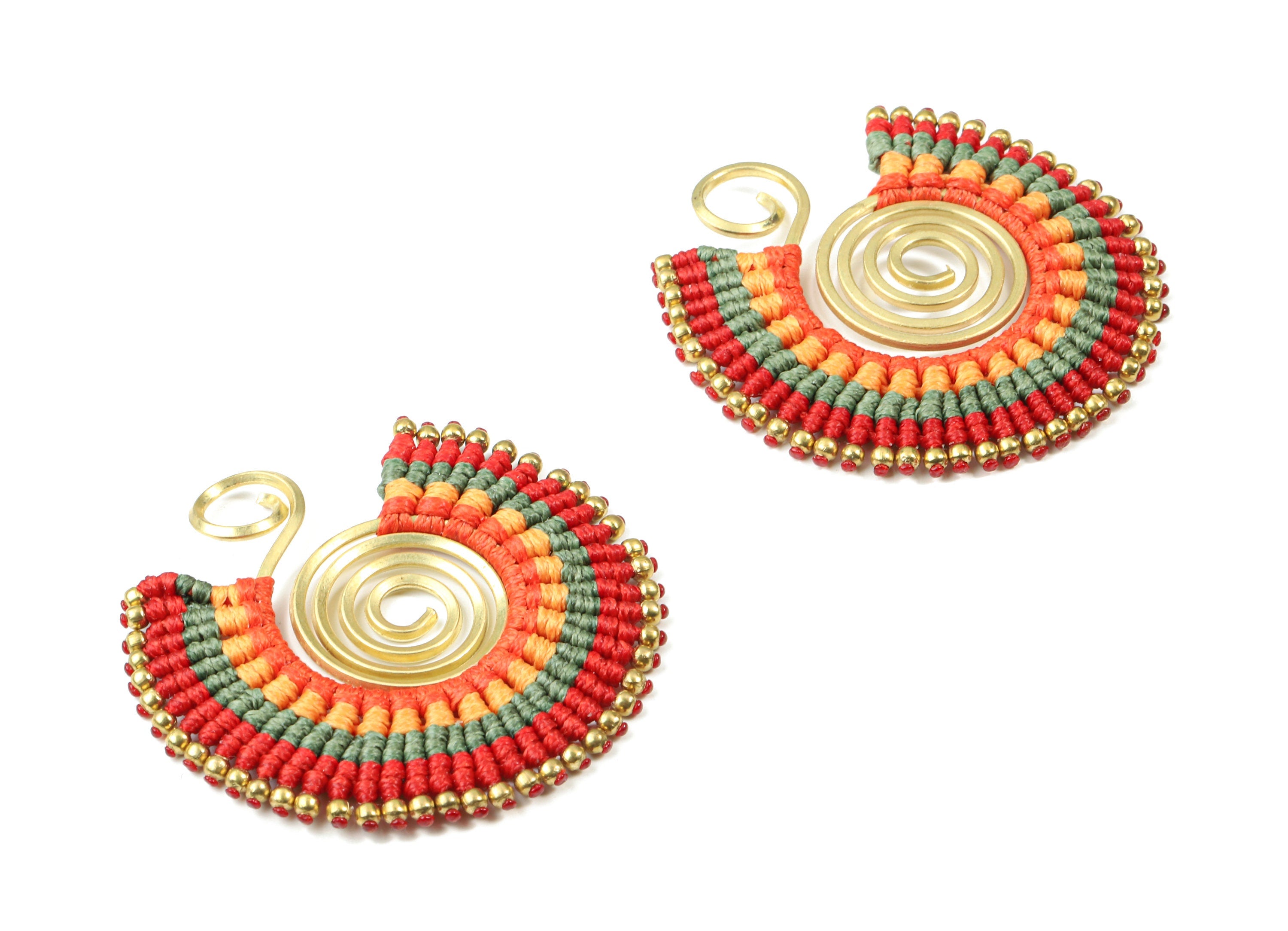 Tassels Macrame Earrings - Bohemian Tassel Earring - Gypsy Earrings - Tassel Findings  - Jewelry Supplies - 48.03x46.64x3.76mm - TS1138B - DOMEDBAZAAR