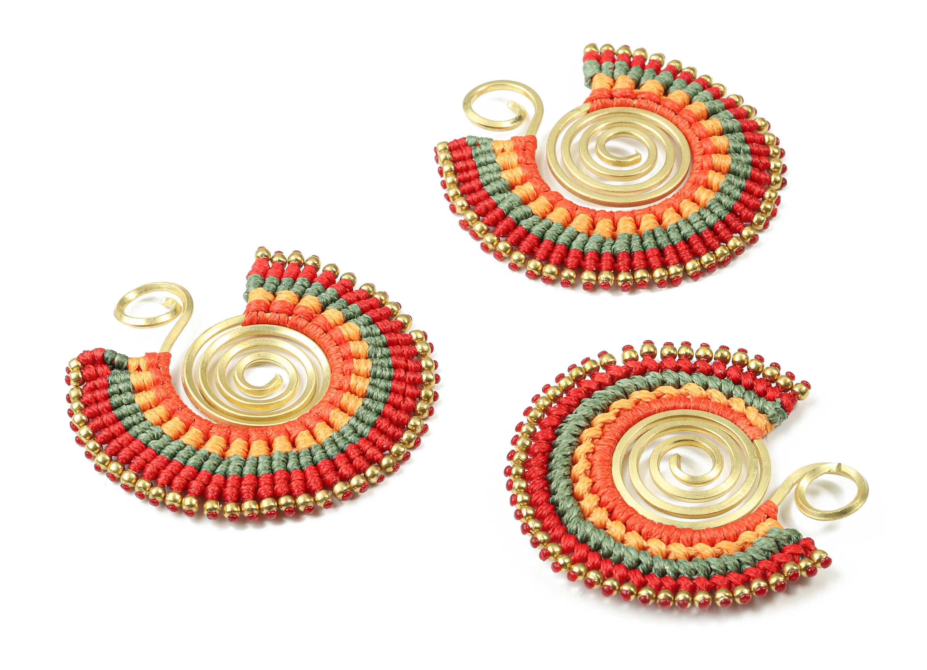 Tassels Macrame Earrings - Bohemian Tassel Earring - Gypsy Earrings - Tassel Findings  - Jewelry Supplies - 48.03x46.64x3.76mm - TS1138B - DOMEDBAZAAR