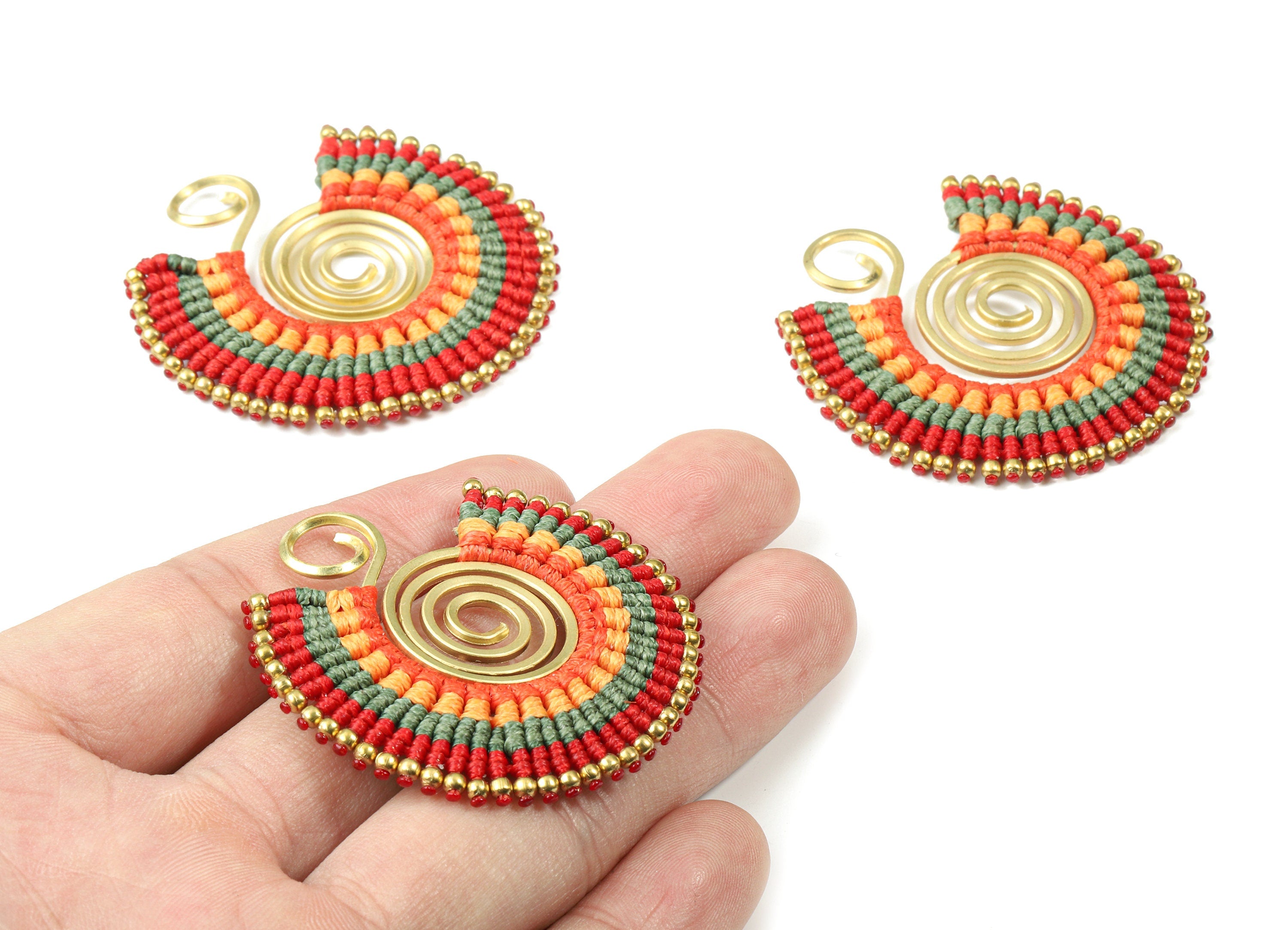 Tassels Macrame Earrings - Bohemian Tassel Earring - Gypsy Earrings - Tassel Findings  - Jewelry Supplies - 48.03x46.64x3.76mm - TS1138B - DOMEDBAZAAR