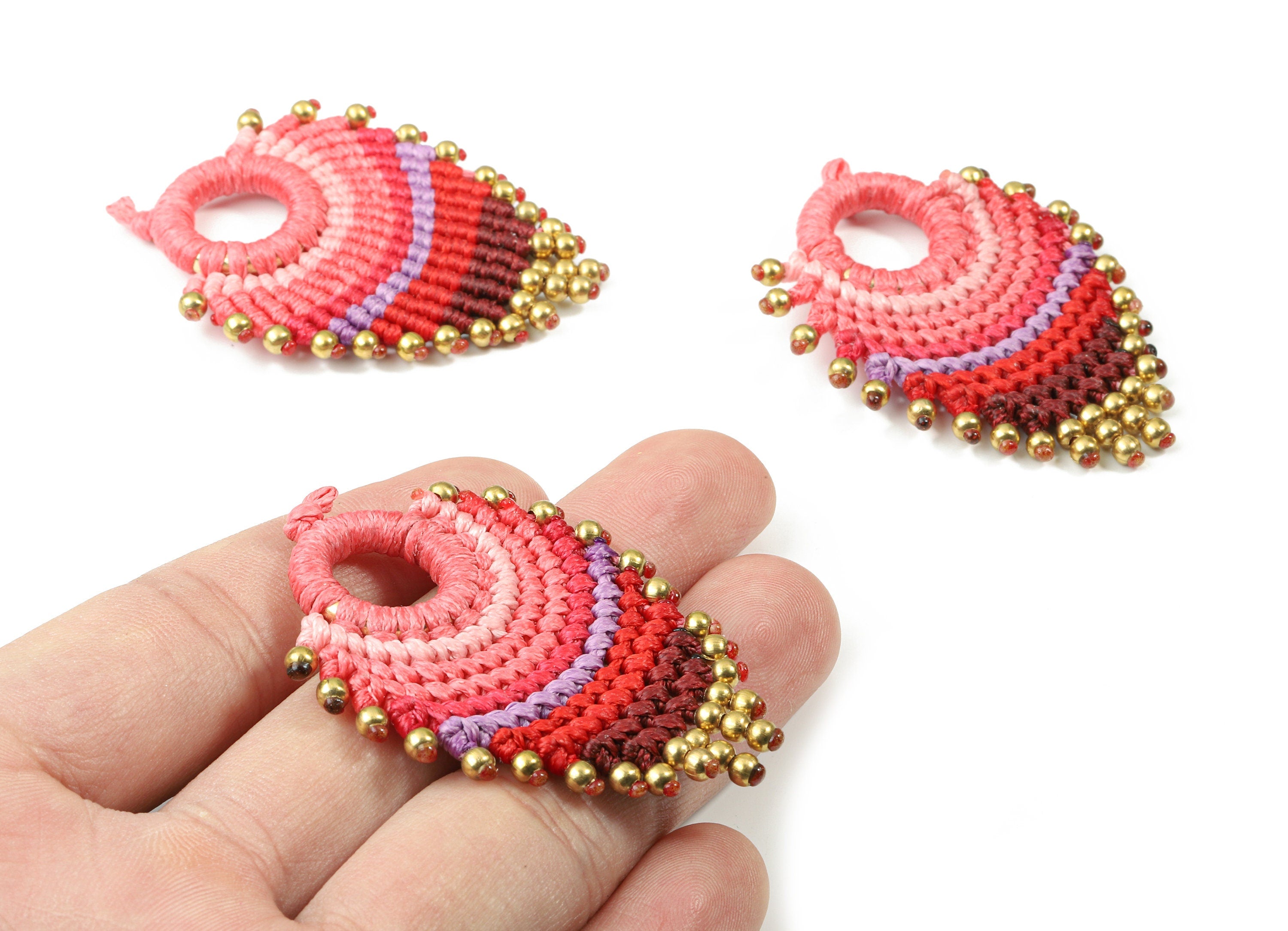 Tassels Macrame Drop Earrings - Bohemian Tassel Earring - Gypsy Drop Earrings - Tassel Findings  - 56.46x39.89x4.59mm - TS1139A - DOMEDBAZAAR