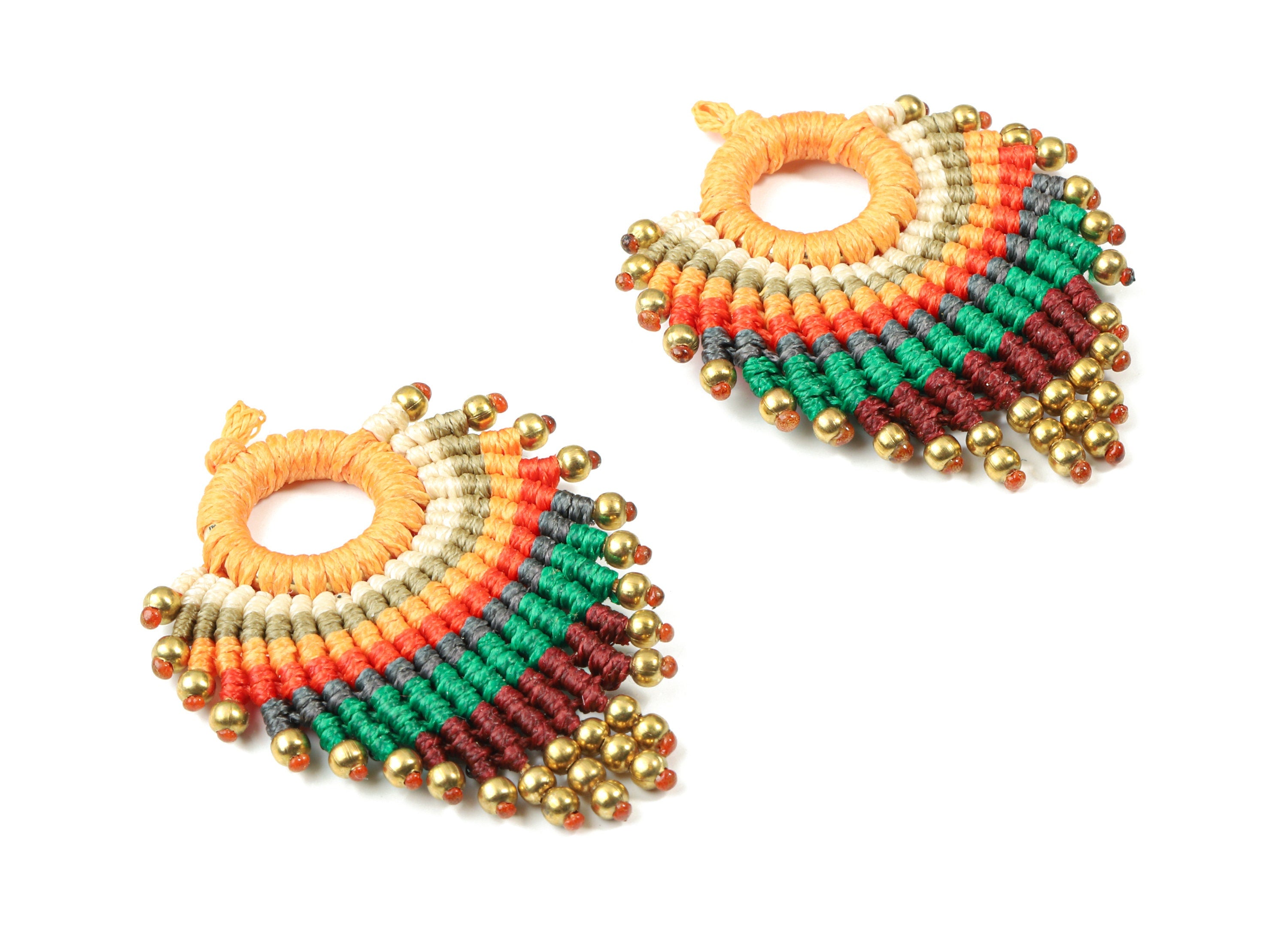 Tassels Macrame Drop Earrings - Bohemian Tassel Earring - Gypsy Drop Earrings - Tassel Findings  - 56.46x39.89x4.59mm - TS1139B - DOMEDBAZAAR