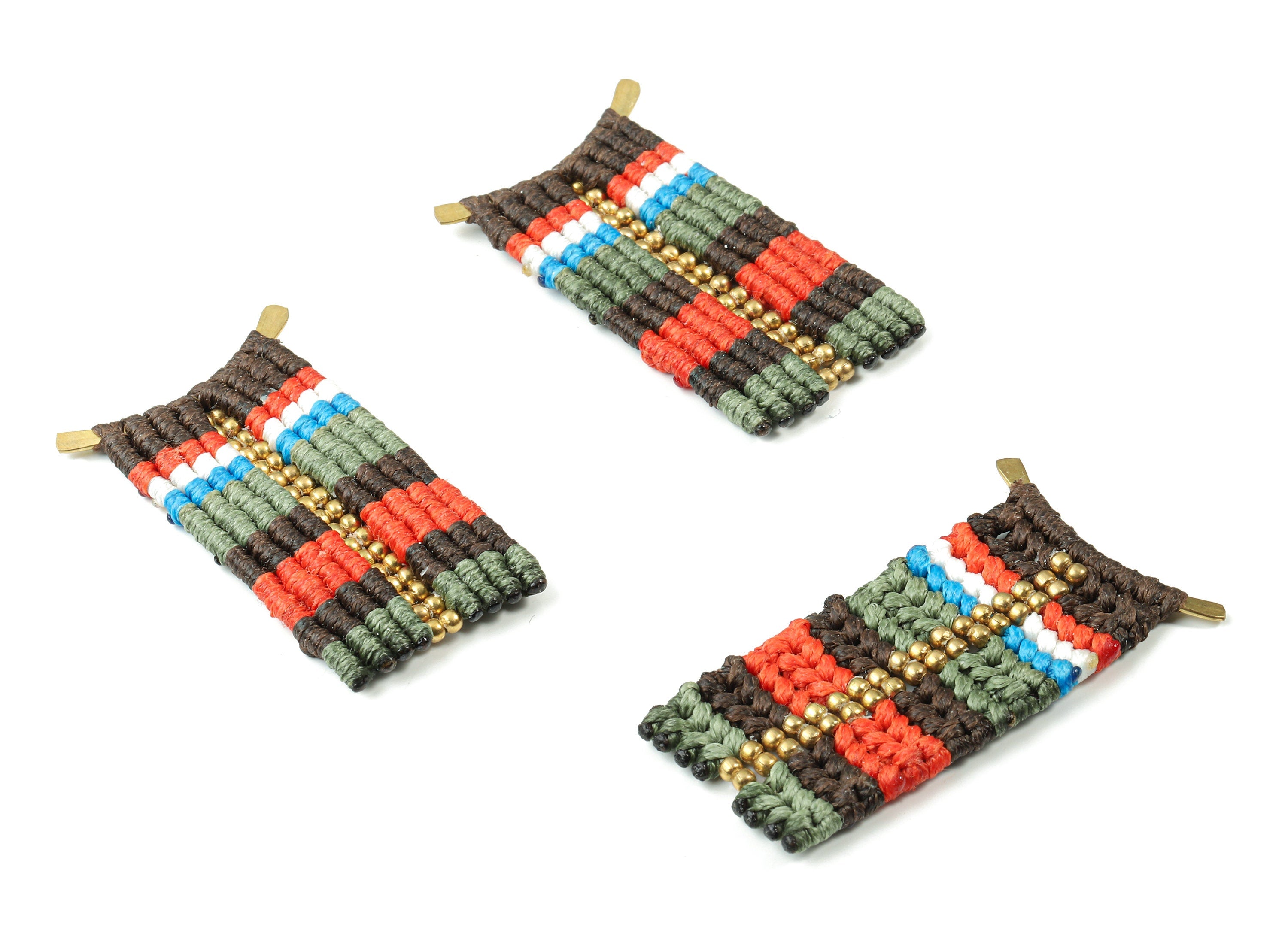 Tassels Macrame Earrings - Hammered Brass Bohemian Tassel Earring - Gypsy Earrings - Tassel Findings  - 52.33x29.67x4.06mm - TS1141 - DOMEDBAZAAR