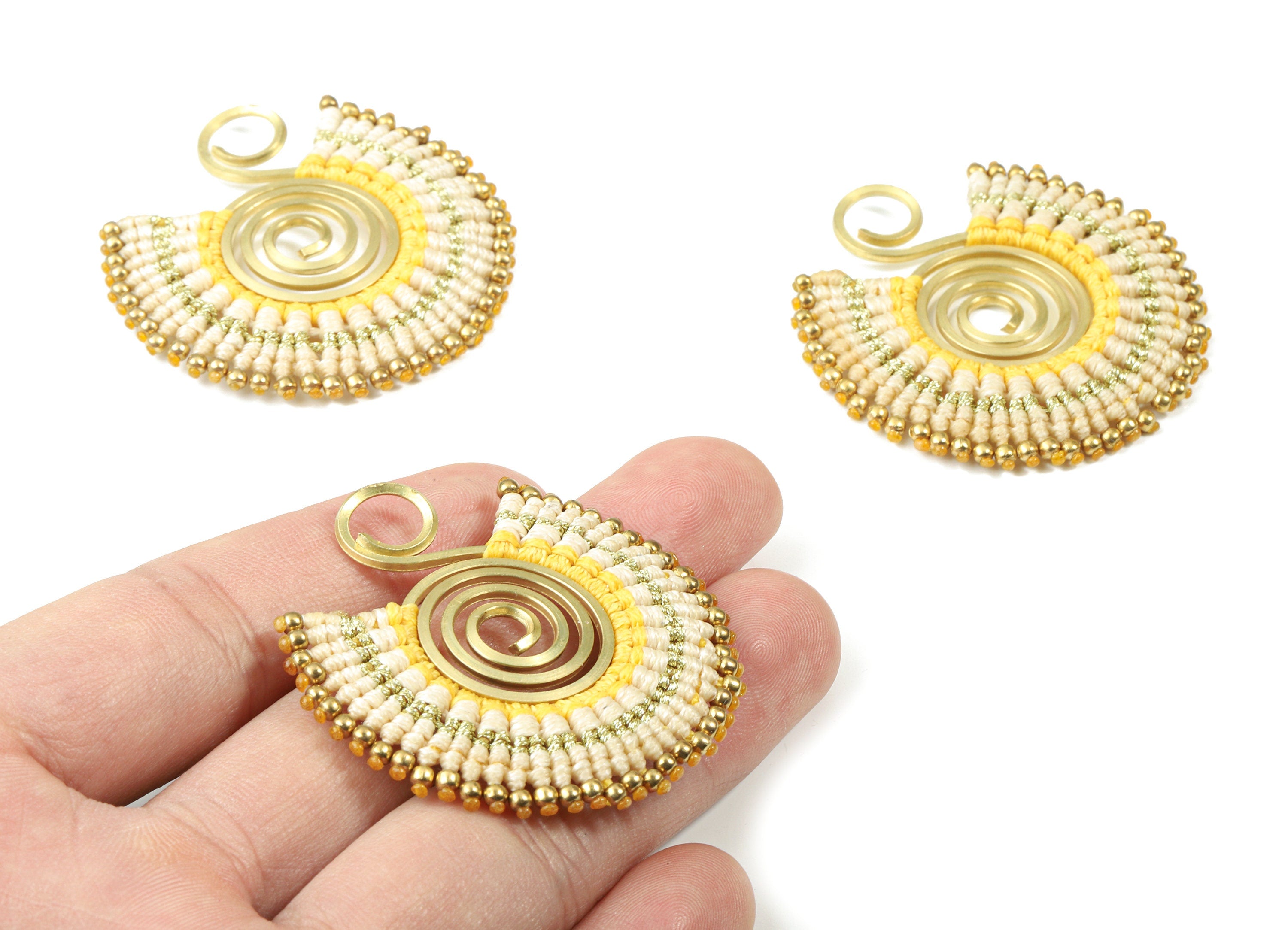 Tassels Macrame Earrings - Bohemian Tassel Earring - Gypsy Earrings - Tassel Findings  - Jewelry Supplies - 46.35x45.03x3.5mm - TS1142 - DOMEDBAZAAR