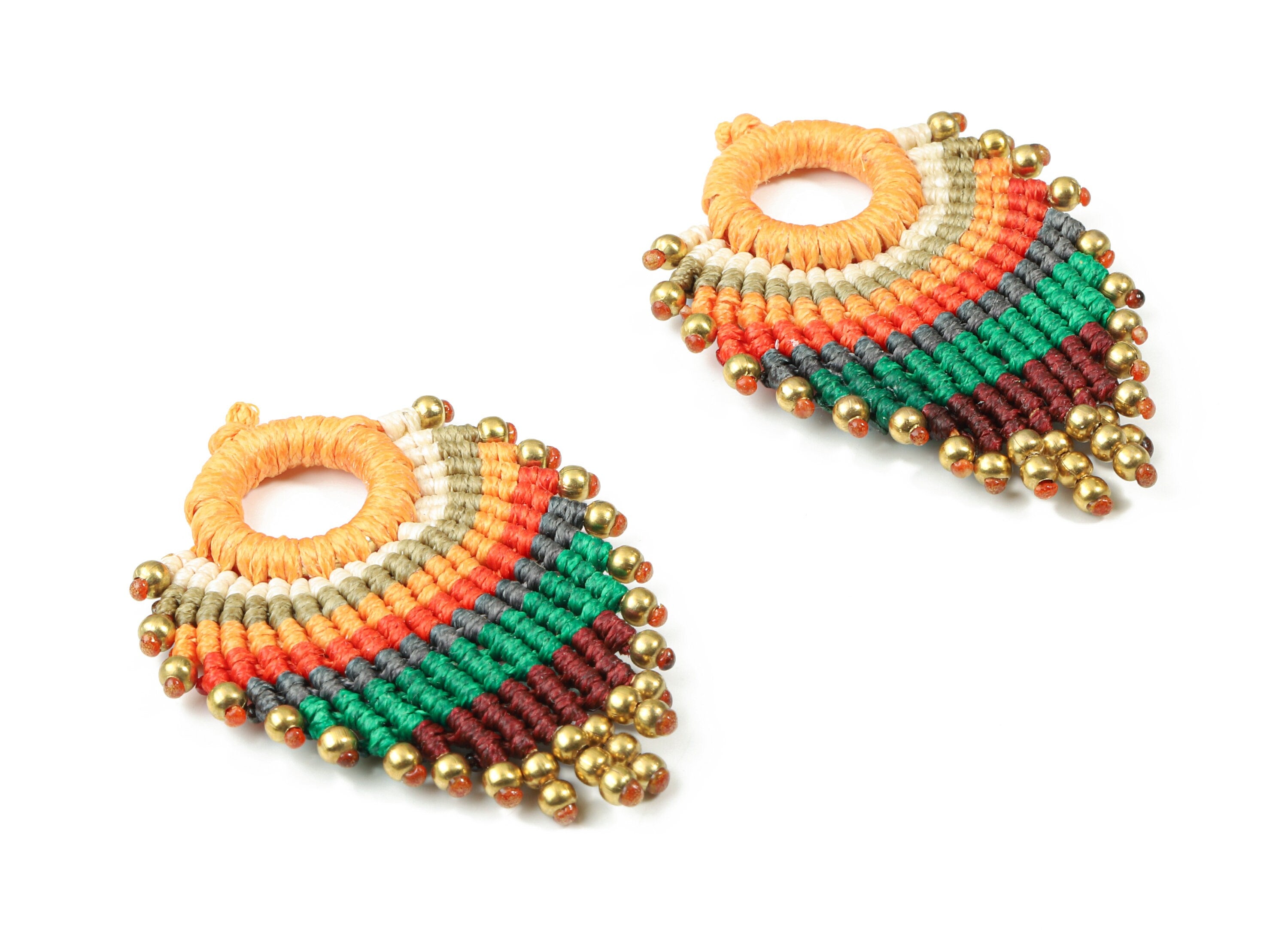 Tassels Macrame Earrings - Bohemian Drop Tassel Earring - Gypsy Drop Earrings - Tassel Findings - Jewelry Supplies - 58.56x41x4.8mm - TS1146 - DOMEDBAZAAR