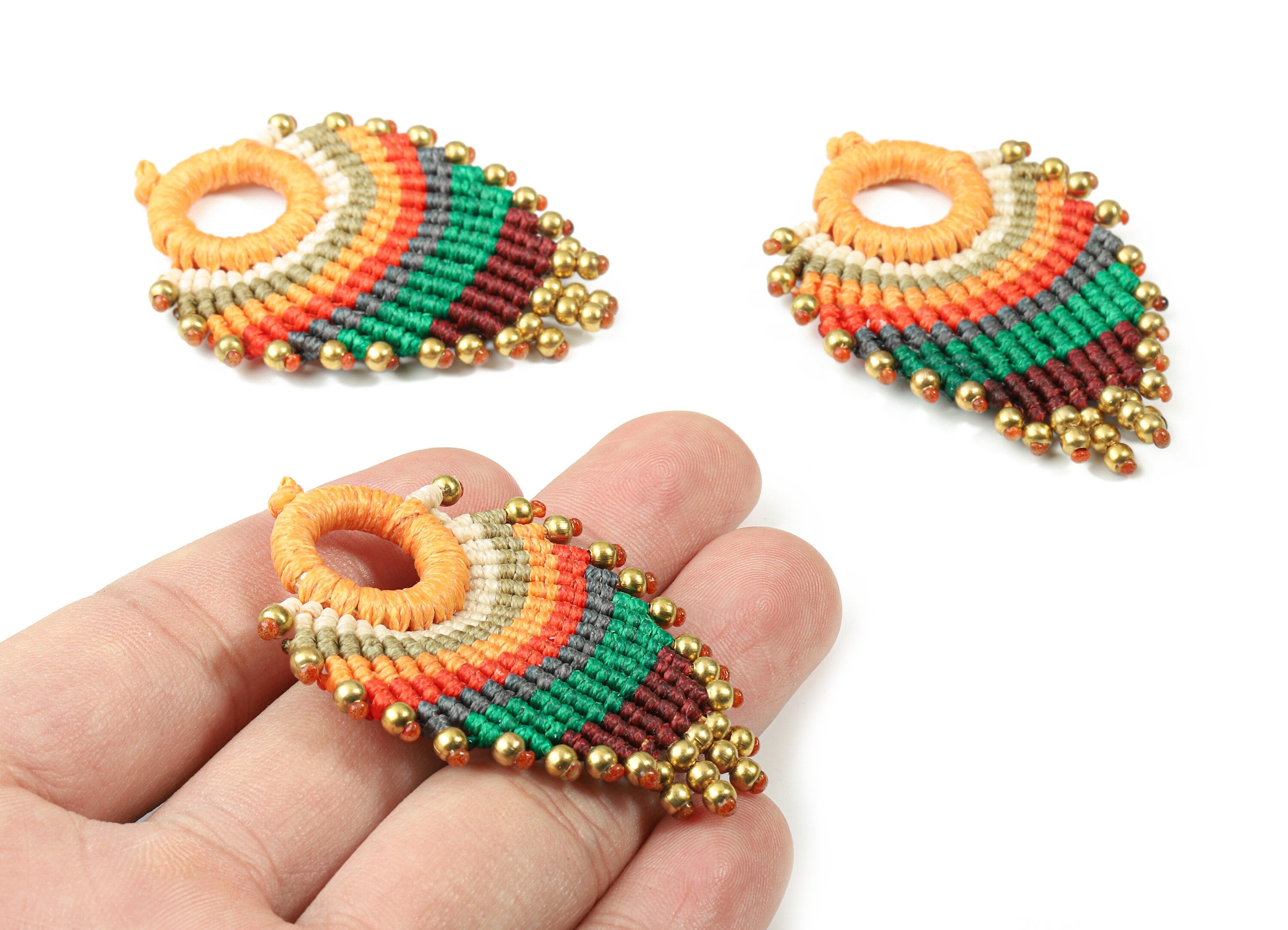 Tassels Macrame Earrings - Bohemian Drop Tassel Earring - Gypsy Drop Earrings - Tassel Findings - Jewelry Supplies - 58.56x41x4.8mm - TS1146 - DOMEDBAZAAR