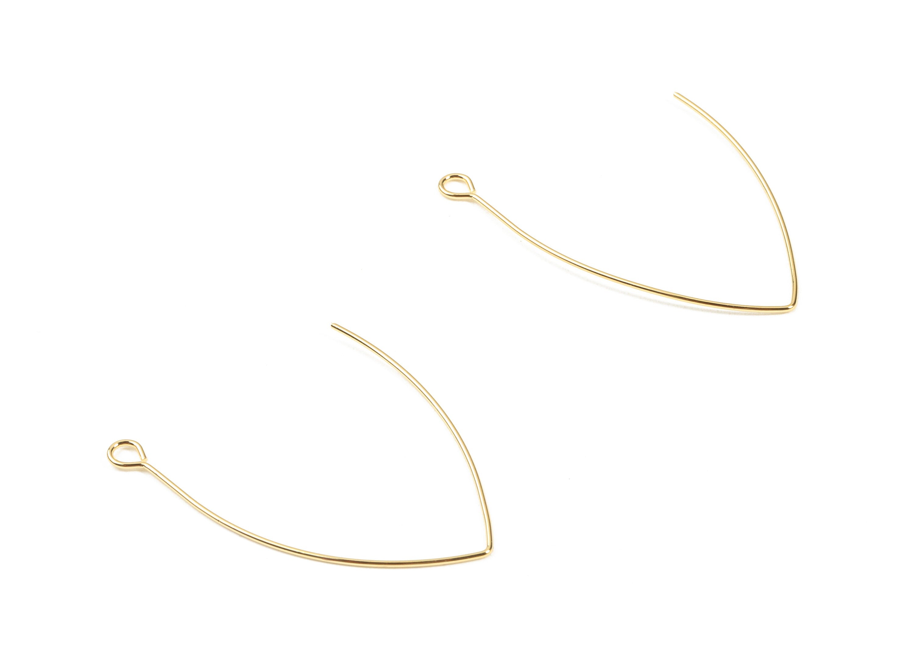 Brass Wire Ear Hooks - Brass Earring Wires - 18K Real Gold Plated Brass - Jewelry Supplies - 38.86x16.58x0.7mm - RGP2339 - DOMEDBAZAAR