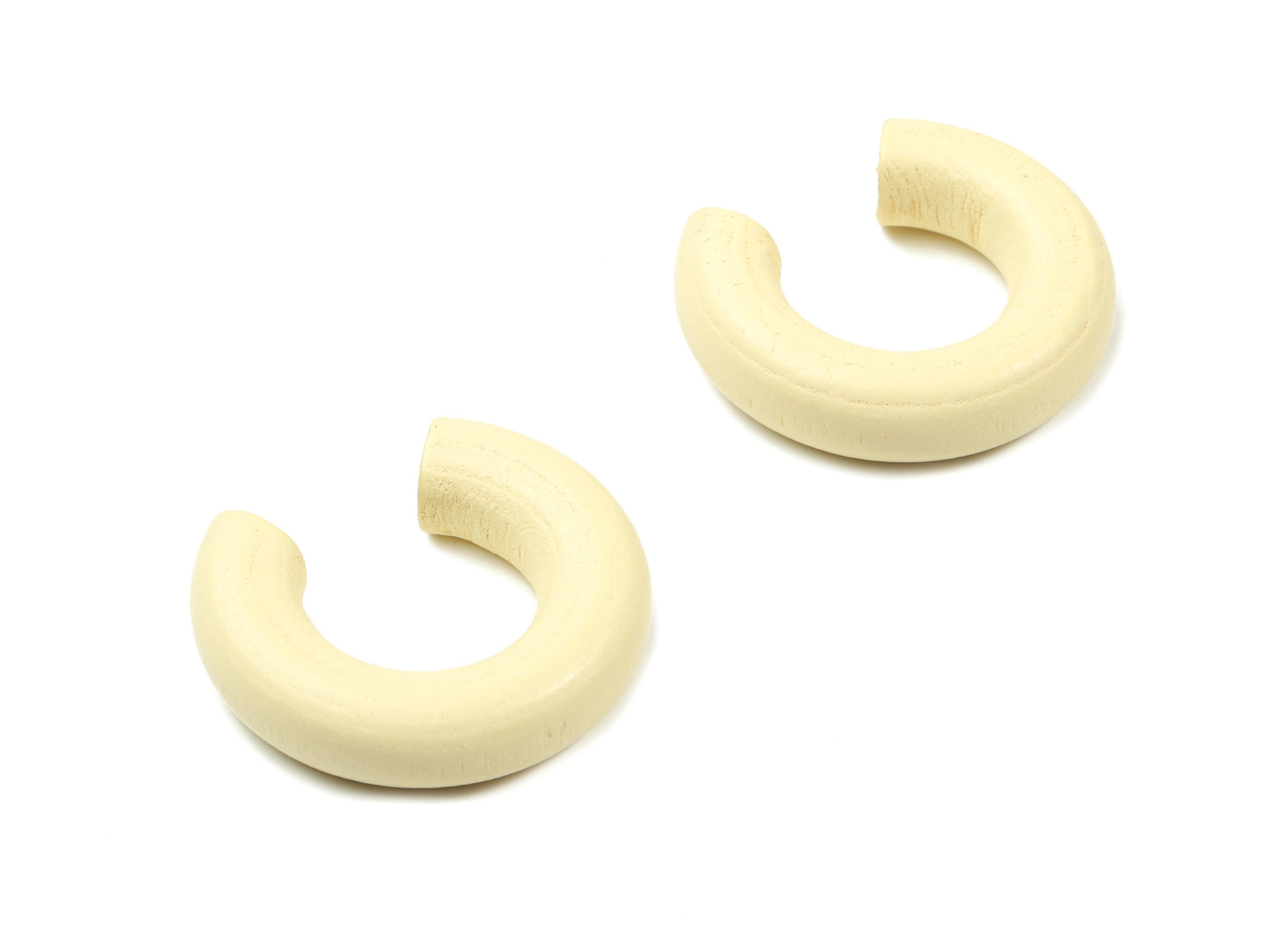 Wooden Earring Open Hoops - C Wooden Earring - Wood Jewelry- Wood Shapes - Natural Wood Earrings - Jewelry Supplies - 25.6x25.6x6mm - BB1097 - DOMEDBAZAAR