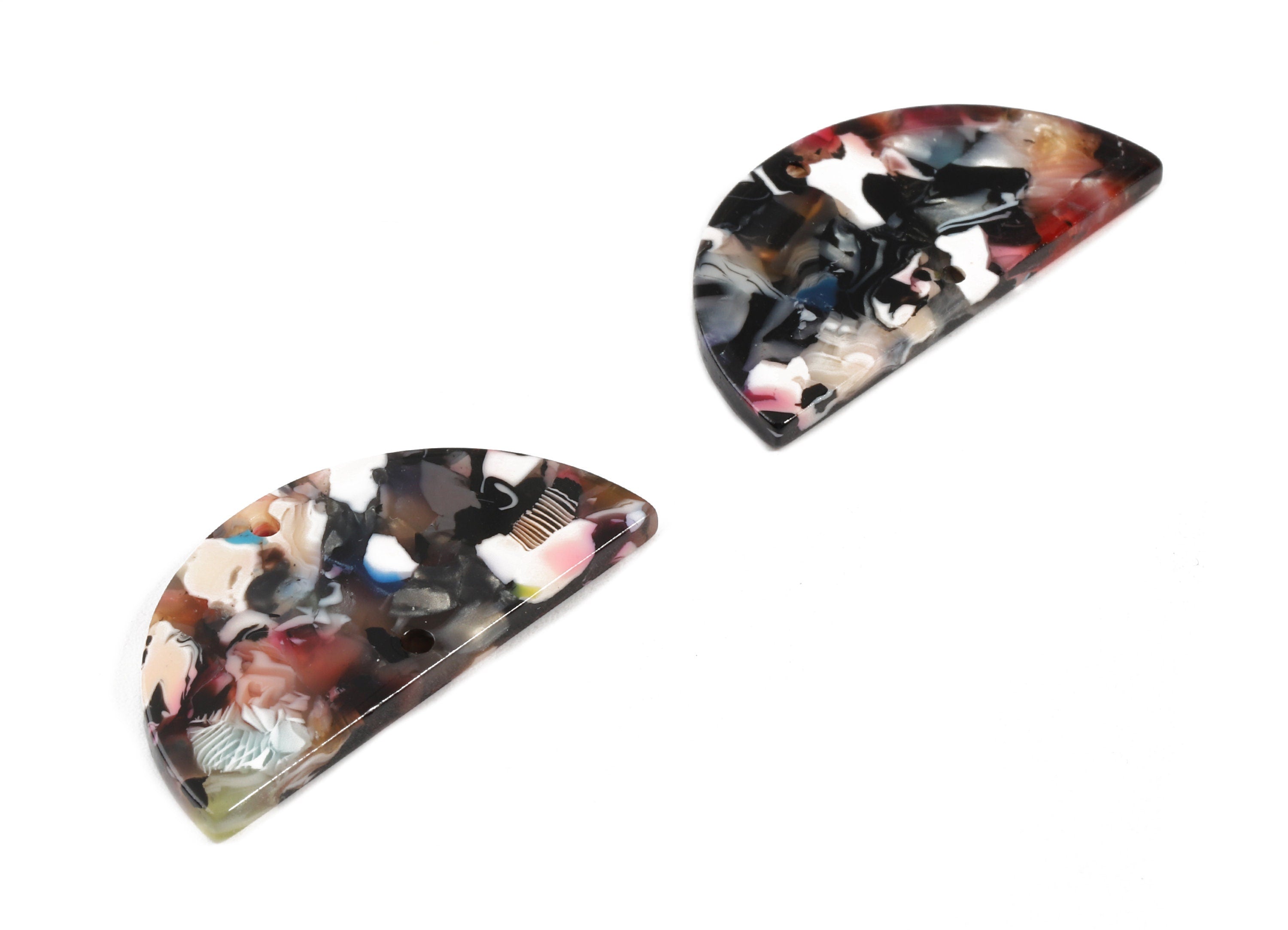 Acetate Semicircle Connectors - 2 Holes - Half Moon Earrings - Earring Findings - Color Code:A58 - 37.2x18.55x2.4mm - AC1794-A58 - DOMEDBAZAAR