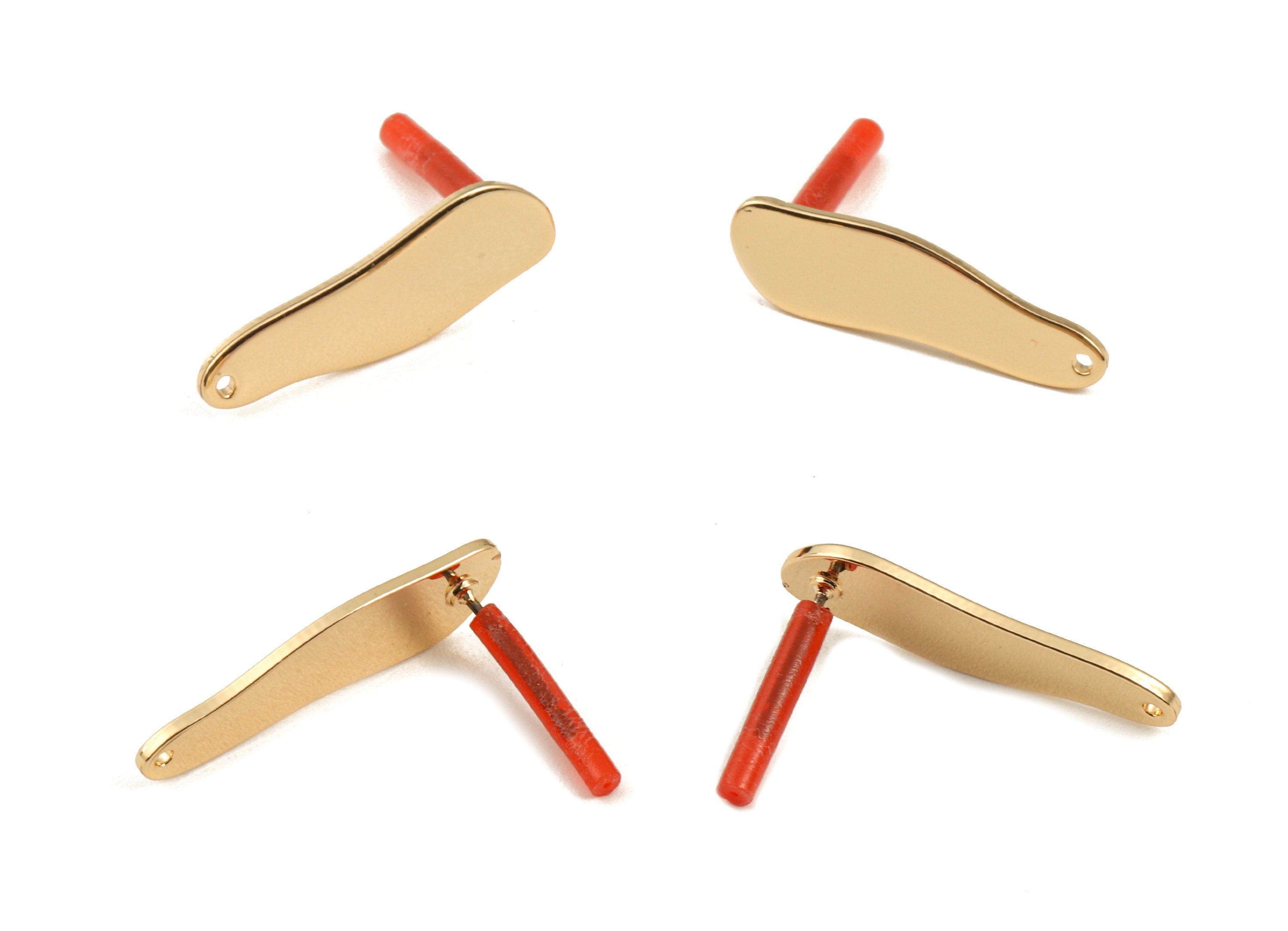 Brass Drop Earring Post - Brass Drop Earring Stud - KC Gold Tone Plated Brass - Jewelry Supplies - 26.45x8x1mm - PP3022 - DOMEDBAZAAR