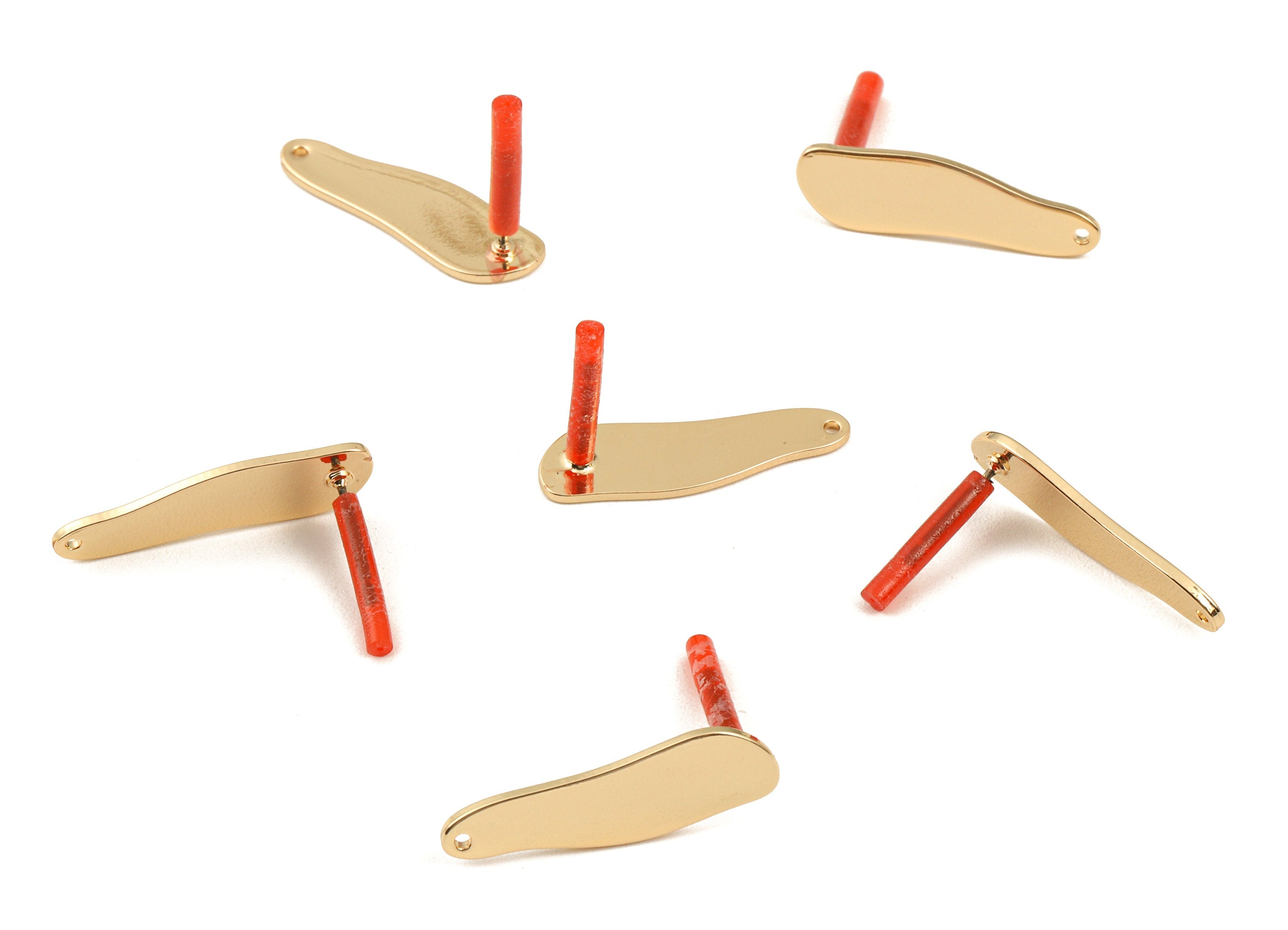 Brass Drop Earring Post - Brass Drop Earring Stud - KC Gold Tone Plated Brass - Jewelry Supplies - 26.45x8x1mm - PP3022 - DOMEDBAZAAR