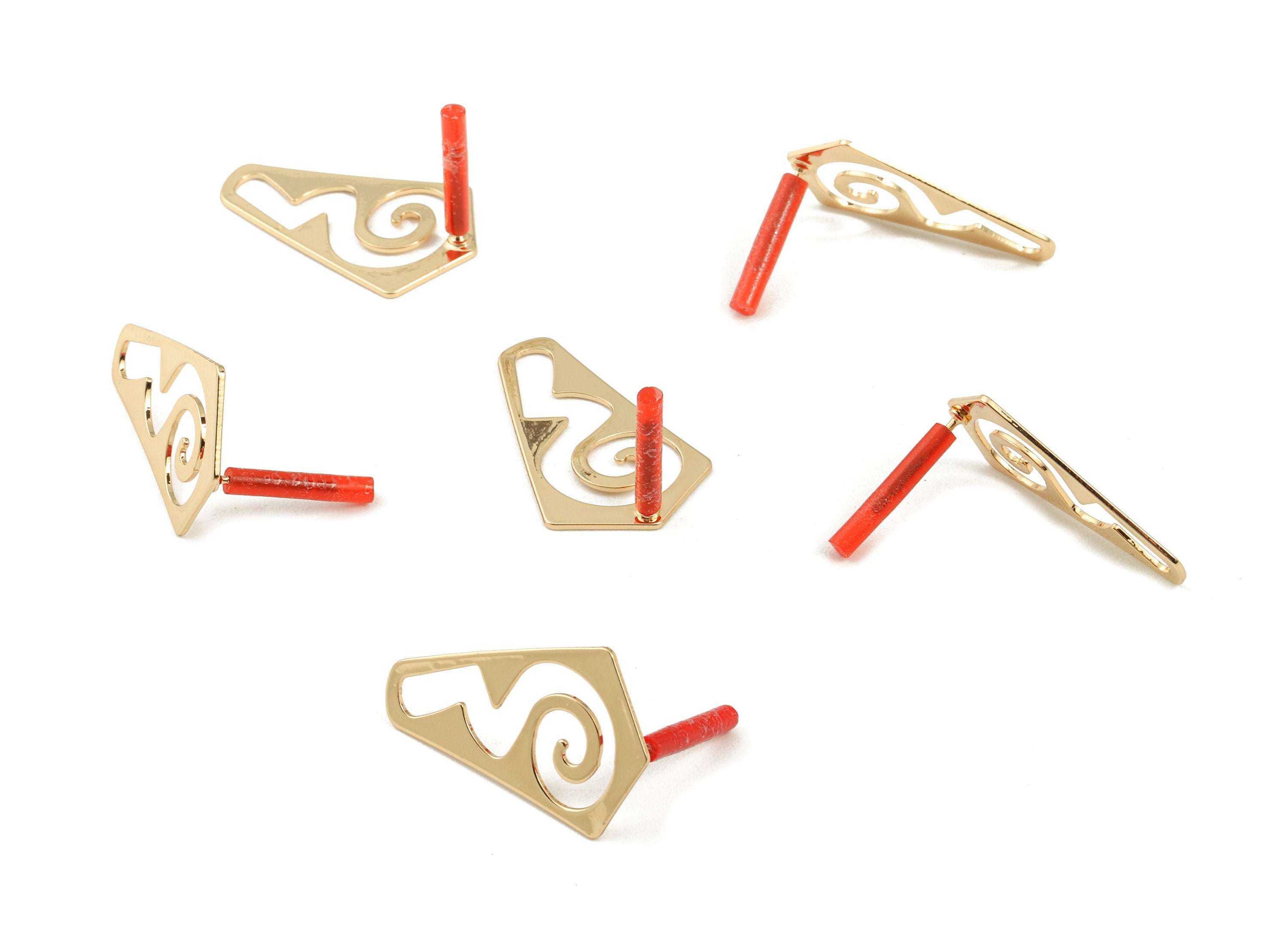 Brass Diamond Earring Post - Brass Diamond Earring Stud - Gold Tone Plated Brass - Jewelry Supplies - 26.36x16.73x1.18mm - PP3027 - DOMEDBAZAAR