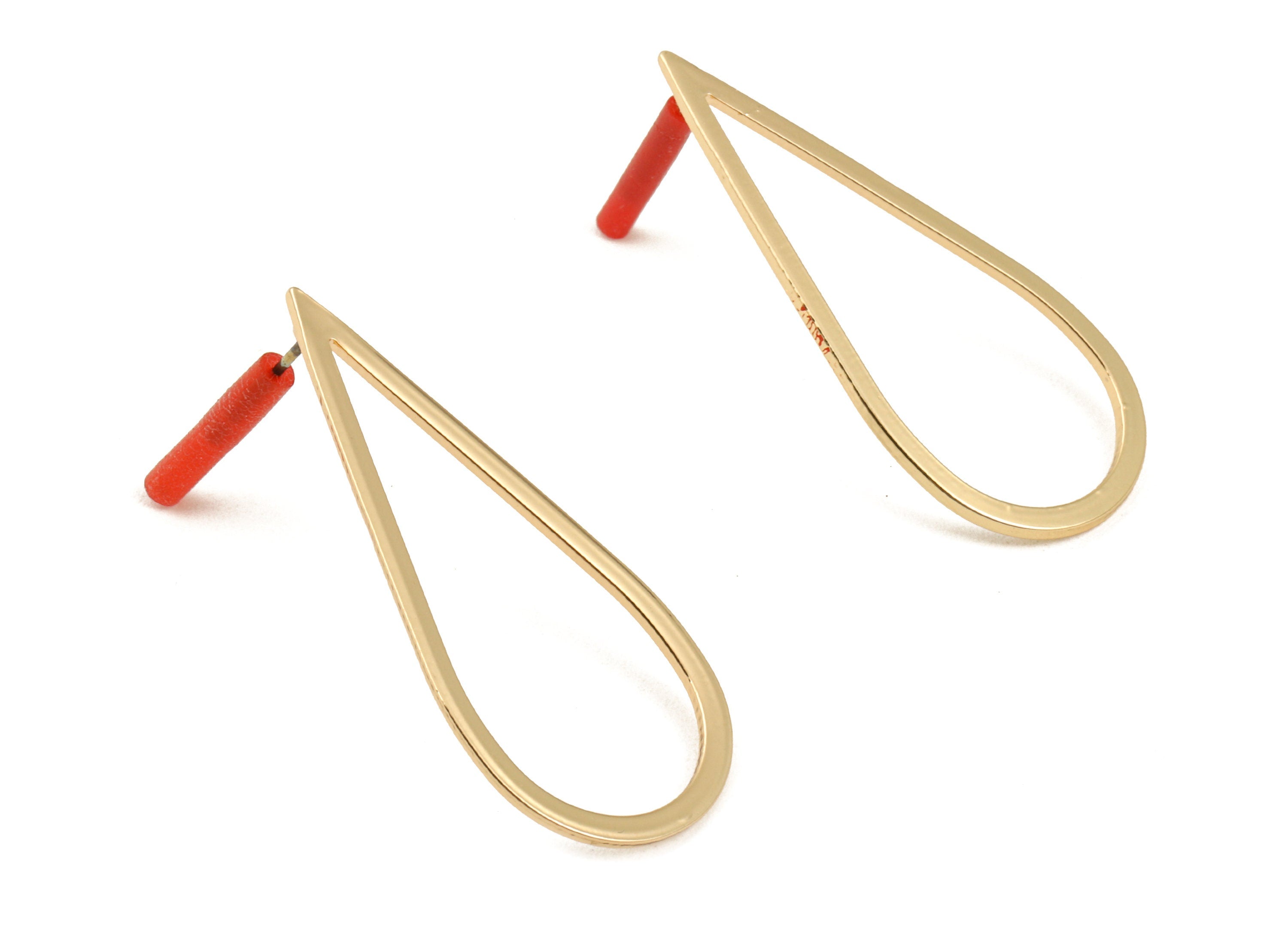 Brass Drop Earring Post - Brass Drop Earring Stud - Gold Tone Plated Brass - Earring Post - Jewelry Supplies - 40x18x1mm - PP3019 - DOMEDBAZAAR