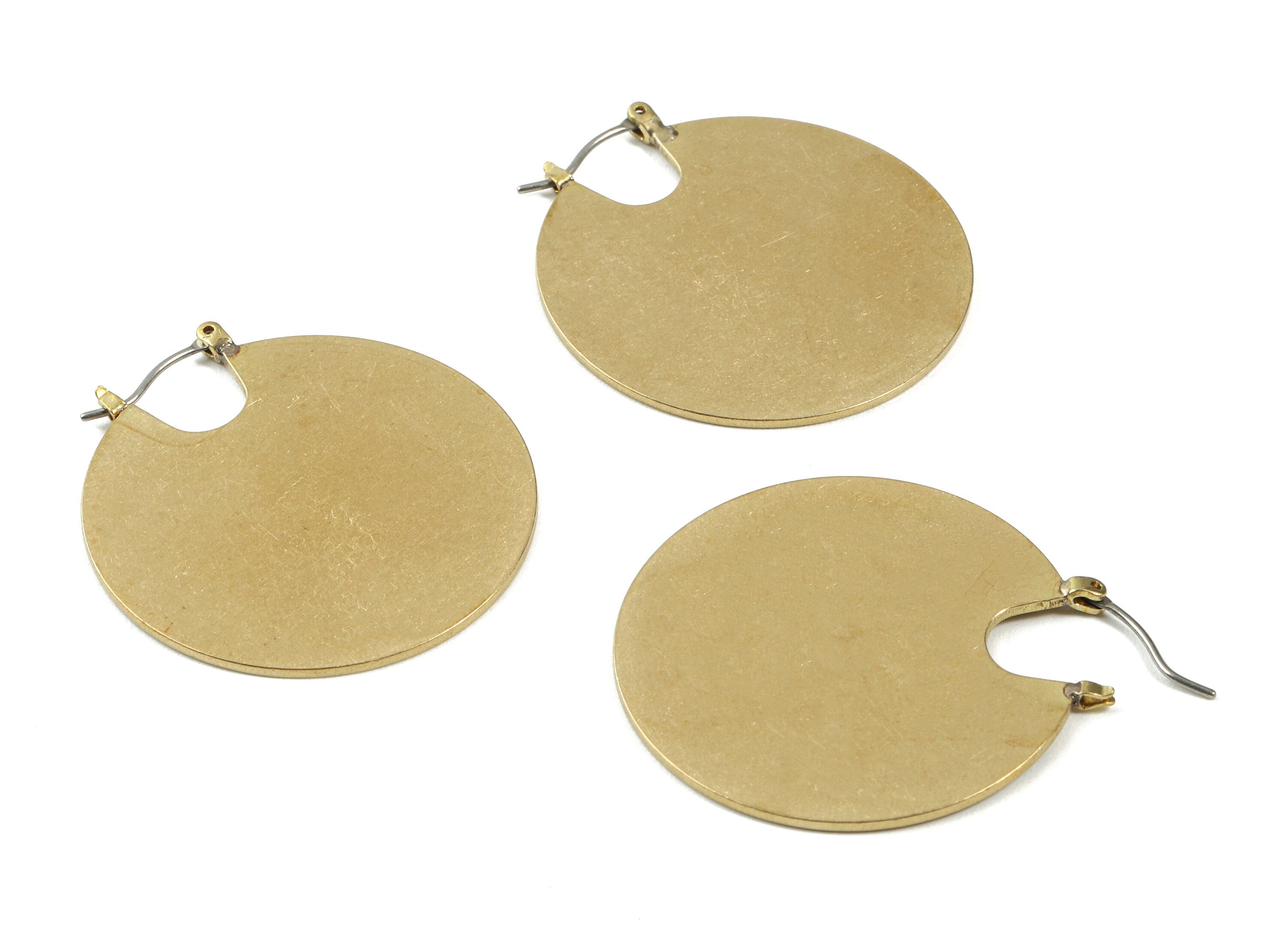 Personalized stamping blank - Brass Round Earring Clasp - Brass Round Earring Ear Wire - Earring Clasp - 35x37.4x1mm - PP3042 - DOMEDBAZAAR