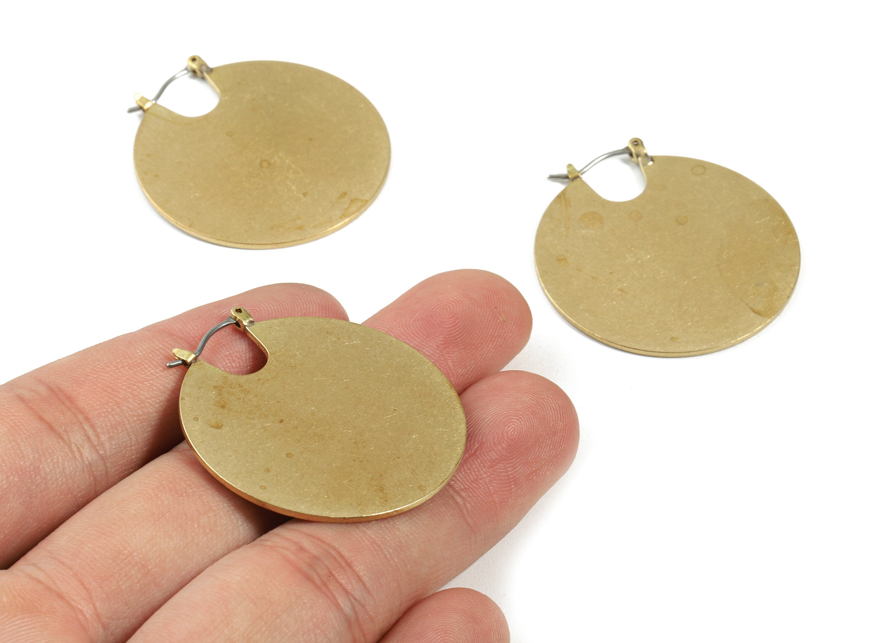 Personalized stamping blank - Brass Round Earring Clasp - Brass Round Earring Ear Wire - Earring Clasp - 35x37.4x1mm - PP3042 - DOMEDBAZAAR