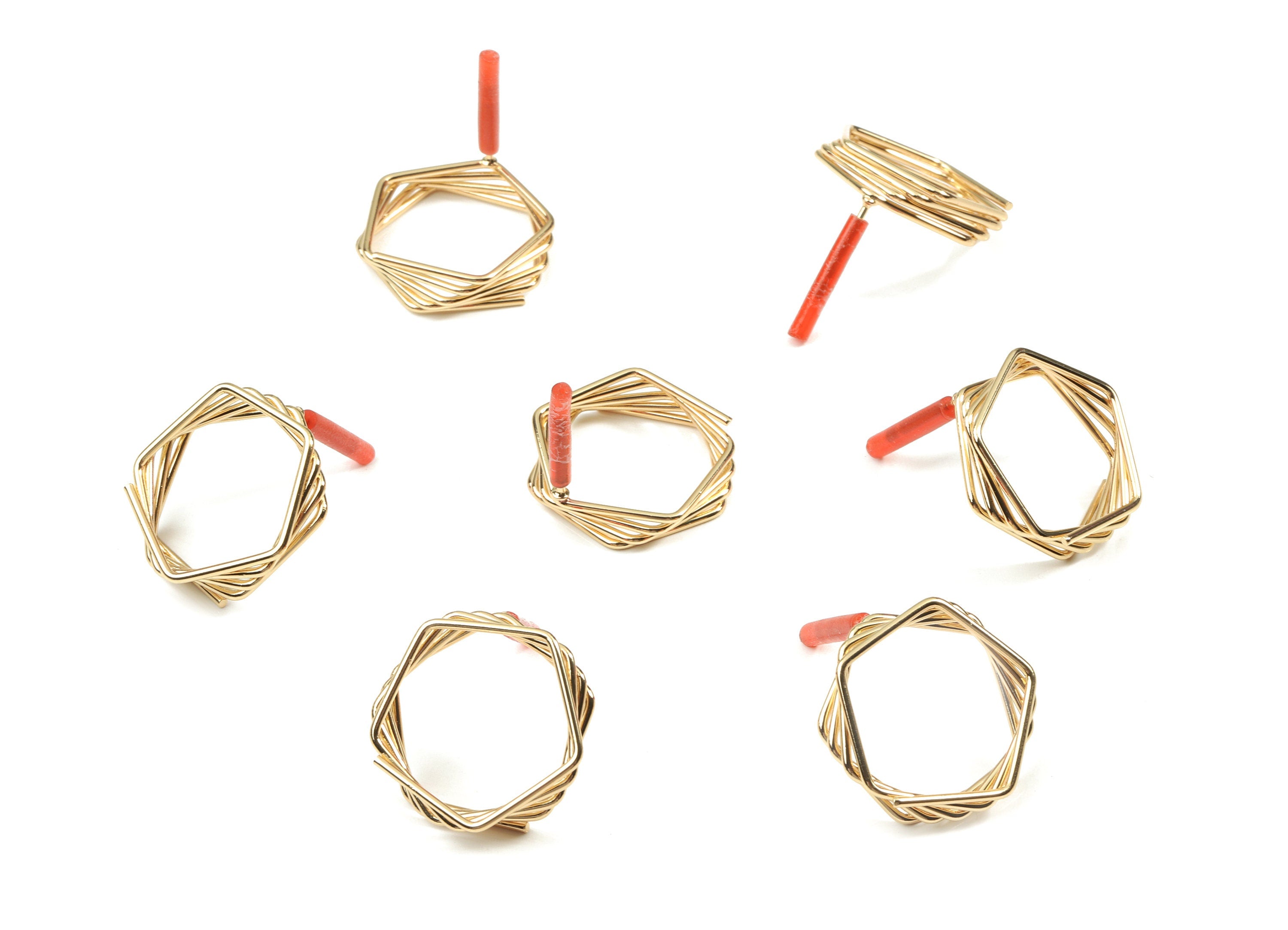 Brass Pentagon Earring Post - Gold Pentagon Stud Earring - Pentagon Wires Earring - Surgical Stud - Jewelry Supplies - 23x4.3x1.5mm - PP3532 - DOMEDBAZAAR