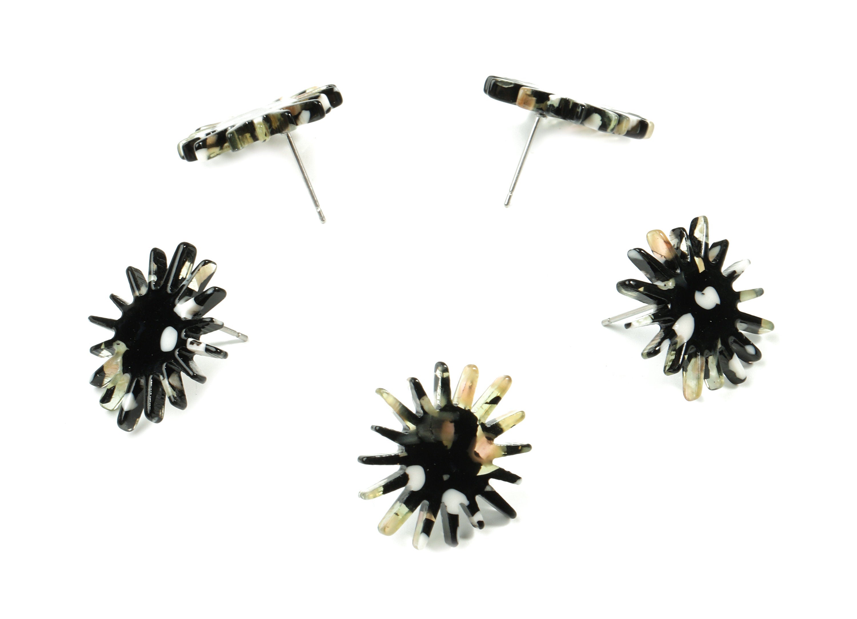 Acetate Sun Earring Stud - Star Earring Post - Surgical Stud - Jewelry Supplies - Color Code: A193 - 22.22x21.66x2.62mm - AC1814-A193 - DOMEDBAZAAR
