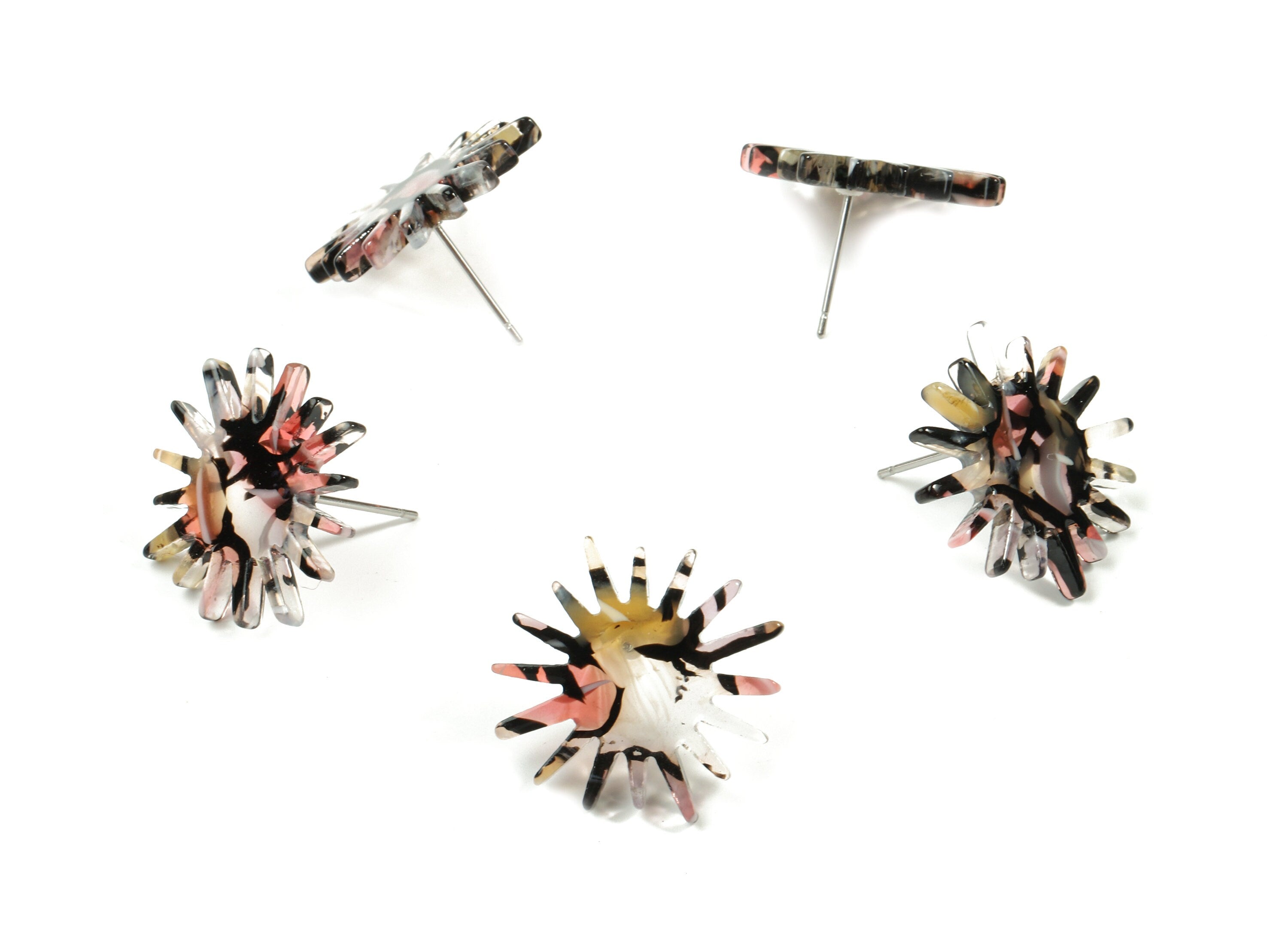 Acetate Sun Earring Stud - Star Earring Post - Surgical Stud - Jewelry Supplies - Color Code: A343 - 22.22x21.66x2.58mm - AC1814-A343 - DOMEDBAZAAR