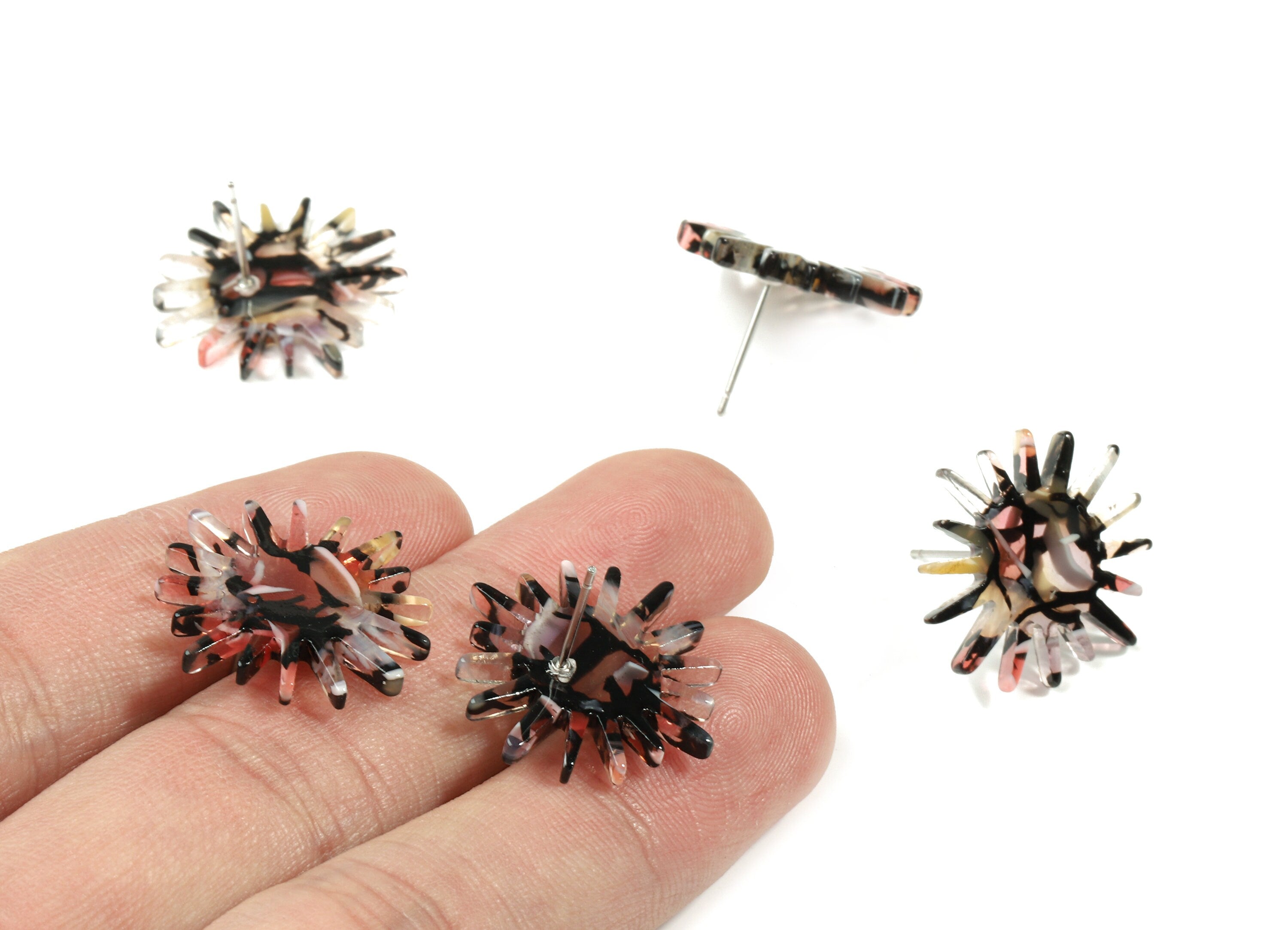 Acetate Sun Earring Stud - Star Earring Post - Surgical Stud - Jewelry Supplies - Color Code: A343 - 22.22x21.66x2.58mm - AC1814-A343 - DOMEDBAZAAR