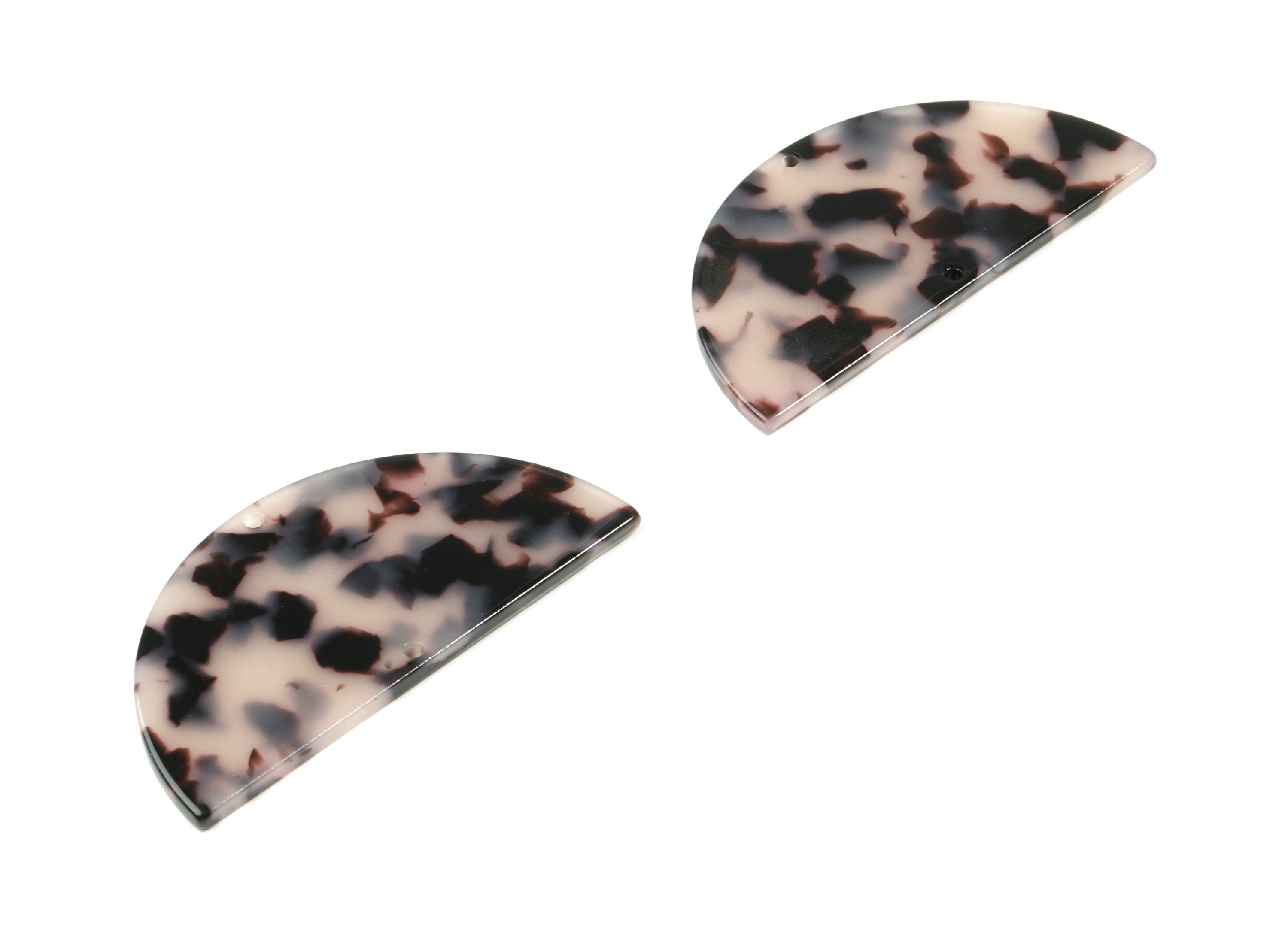 Acetate Semi Circle Earring Connector - Half Moon Connector For Earring Necklace - Color Code: A06 - 56.6x28.2x2.35mm - AC1827-A06 - DOMEDBAZAAR