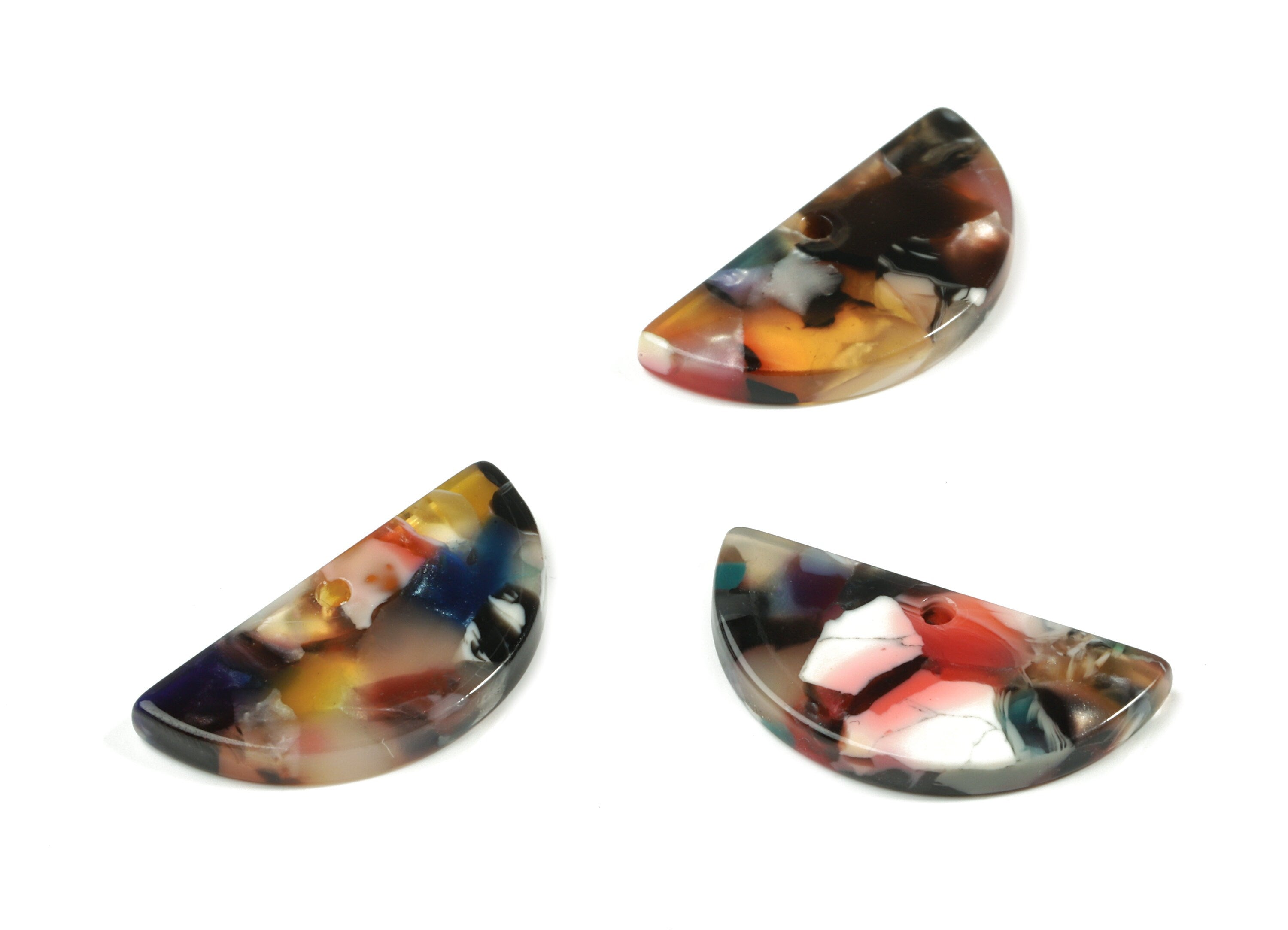 Acetate Semicircle Charms - Half Moon Earrings and Pendant - Earring Findings - Color Code: A58 - 23.33x11.7x2.7mm - AC1793-A58 - DOMEDBAZAAR