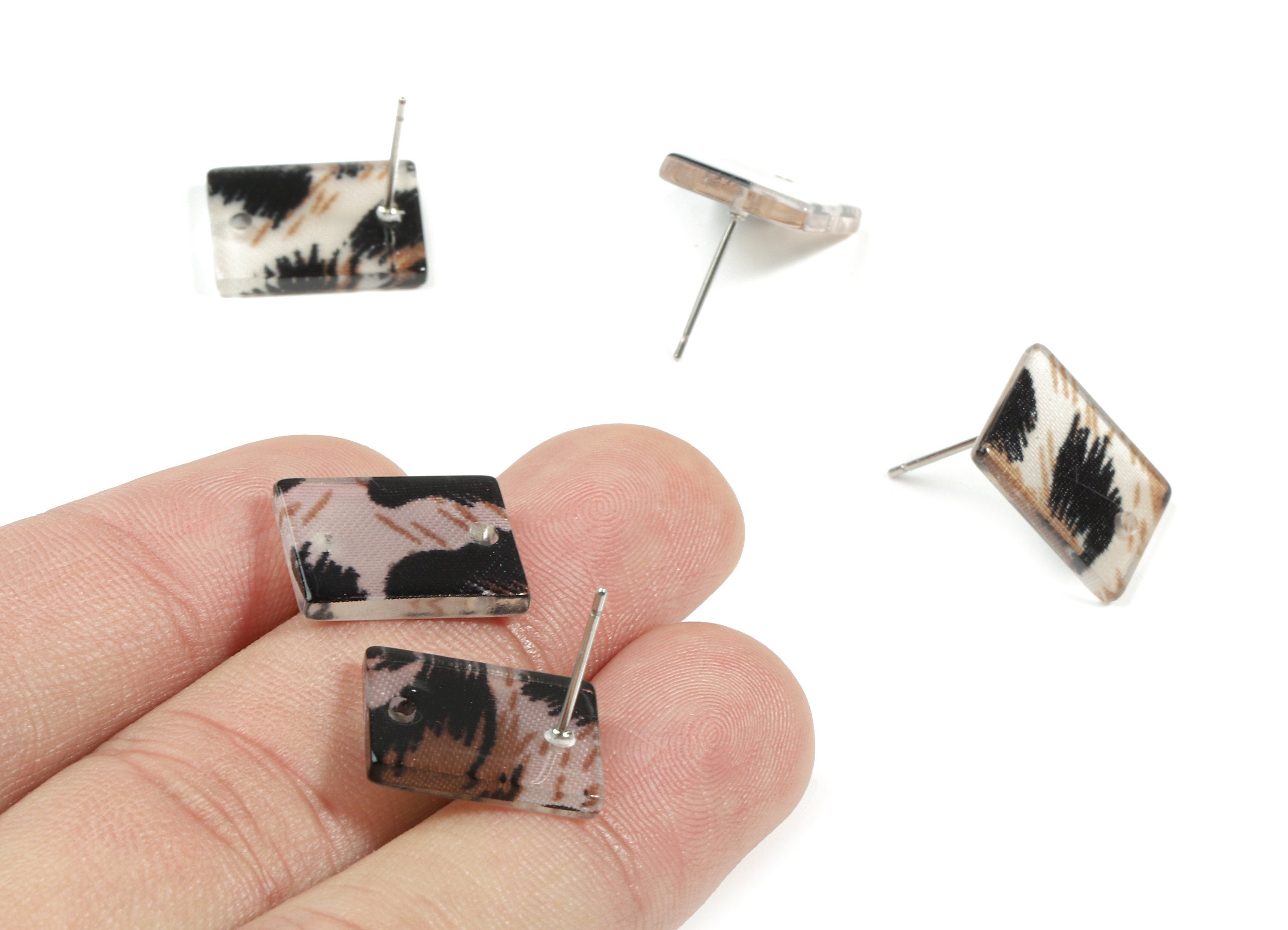 Acetate Rectangle Earring Stud - Rectangle Earring Post and Stud - Earring Findings - Color Code: A266 - 15.43x11.72x2.5mm- AC1663-A266 - DOMEDBAZAAR