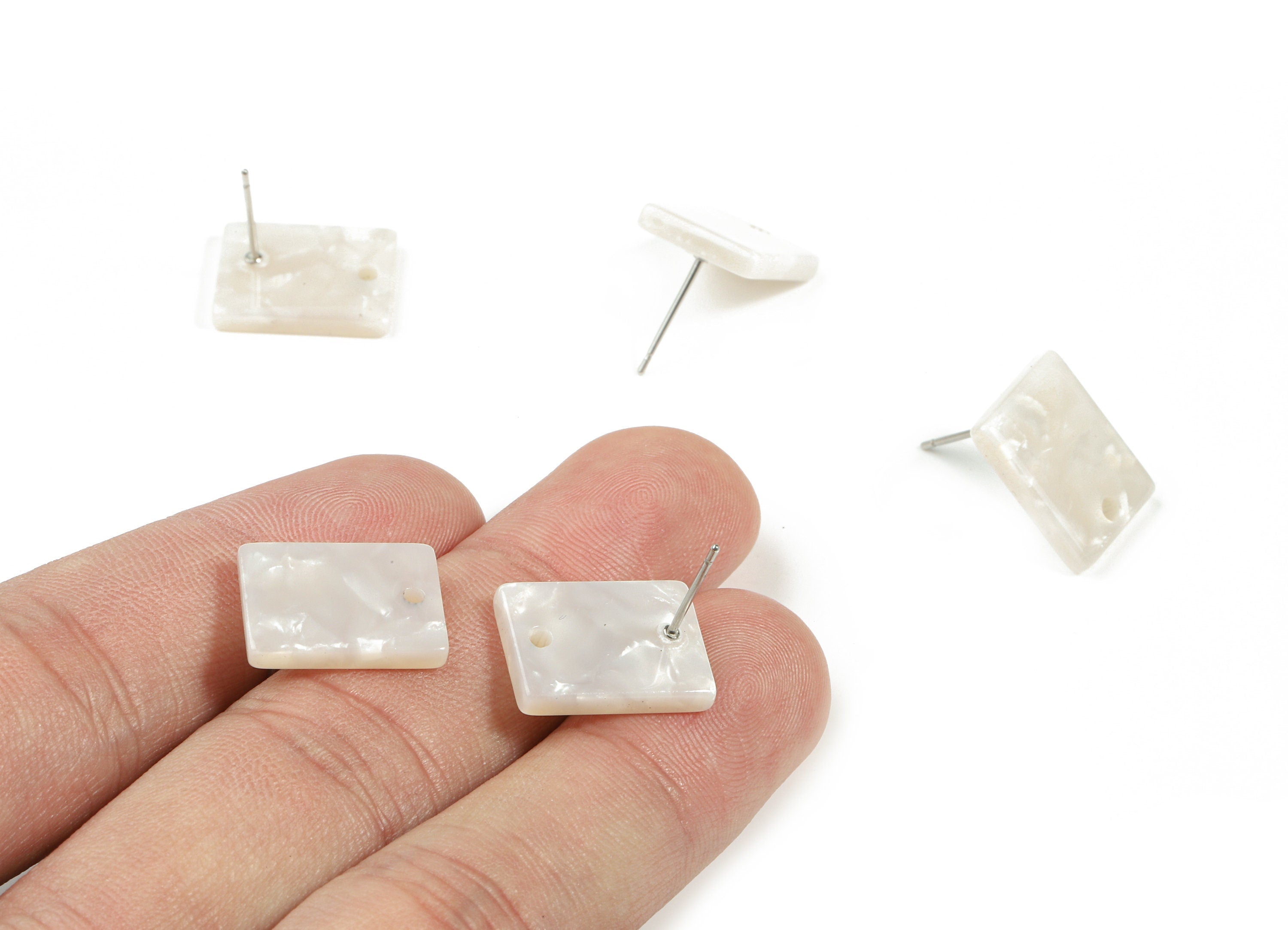 Acetate Rectangle Earring Stud - Rectangle Earring Post - Surgical Stud - Jewelry Supplies - Color Code: A12 - 15.54x12x2.58mm - AC1663-A12 - DOMEDBAZAAR